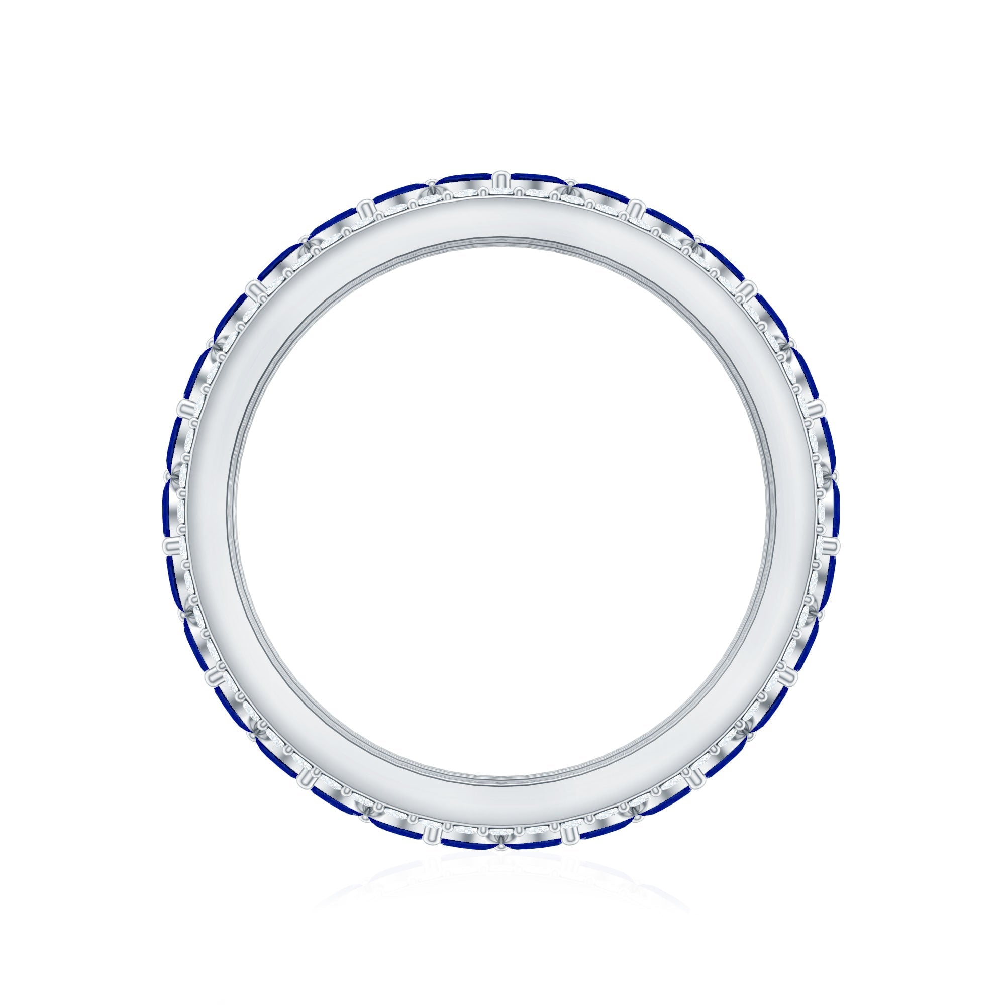 Marquise Lab Created Blue Sapphire and Diamond Wedding Band Ring