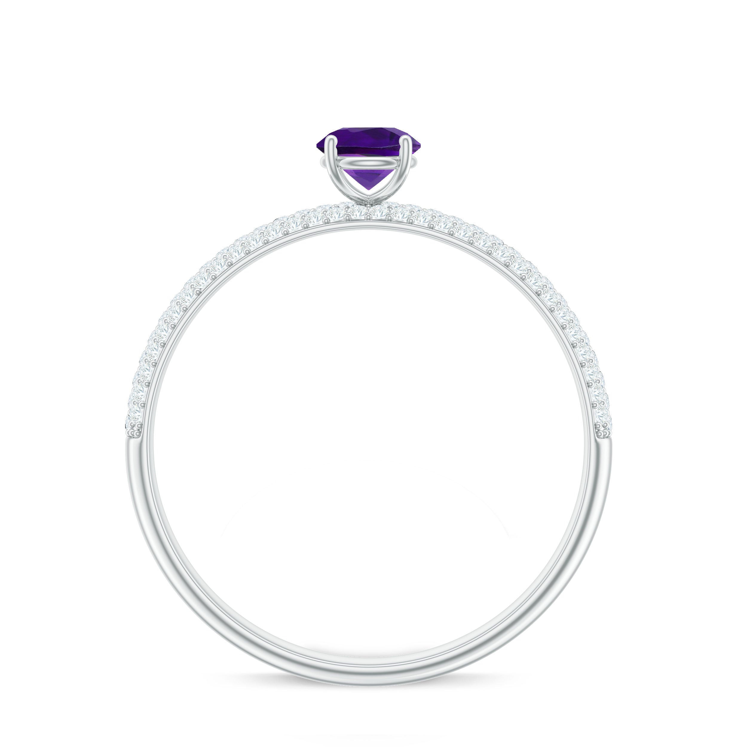 Natural Amethyst Engagement Ring with Diamond for Women