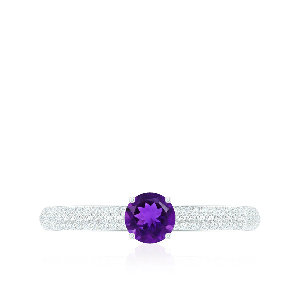 Natural Amethyst Engagement Ring with Diamond for Women