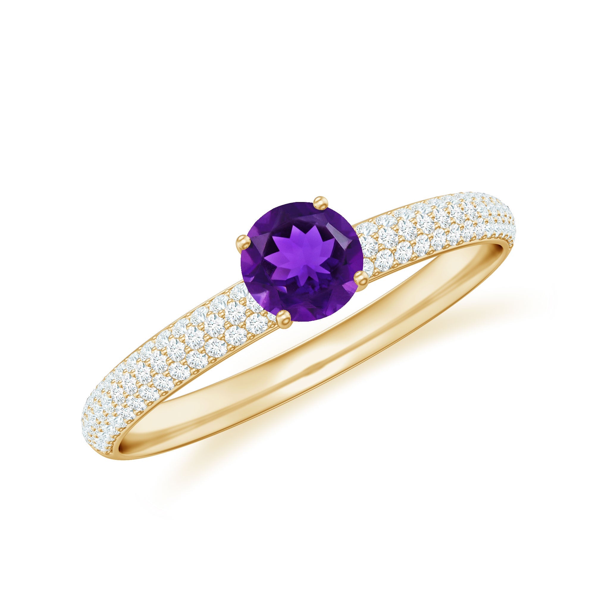 Natural Amethyst Engagement Ring with Diamond for Women | Rings | Wiccan Center