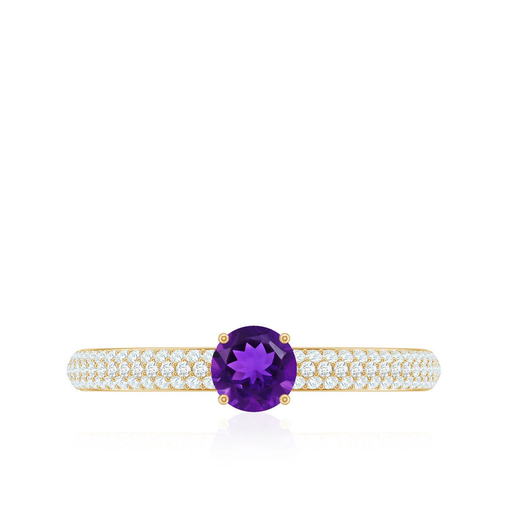 Natural Amethyst Engagement Ring with Diamond for Women