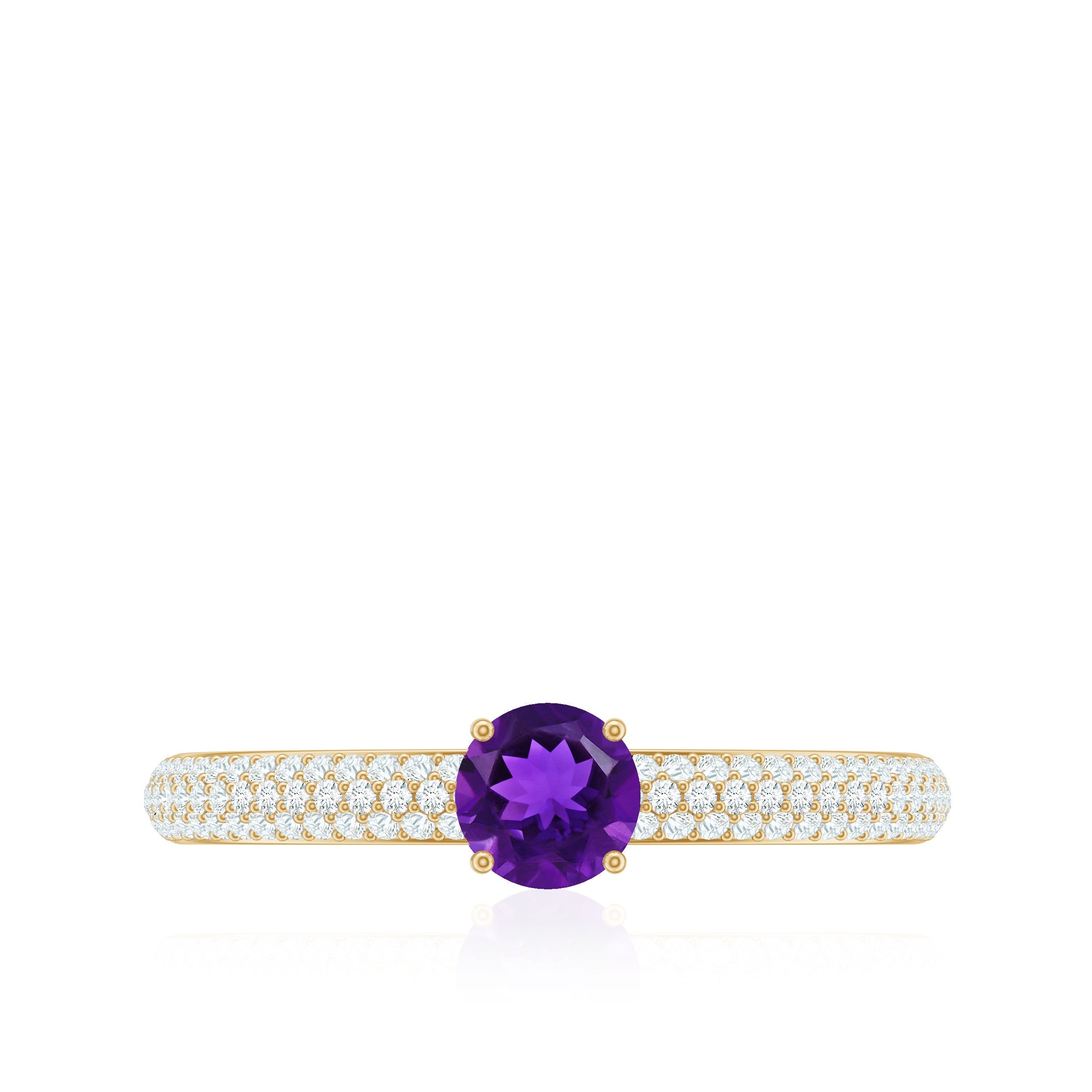 Natural Amethyst Engagement Ring with Diamond for Women