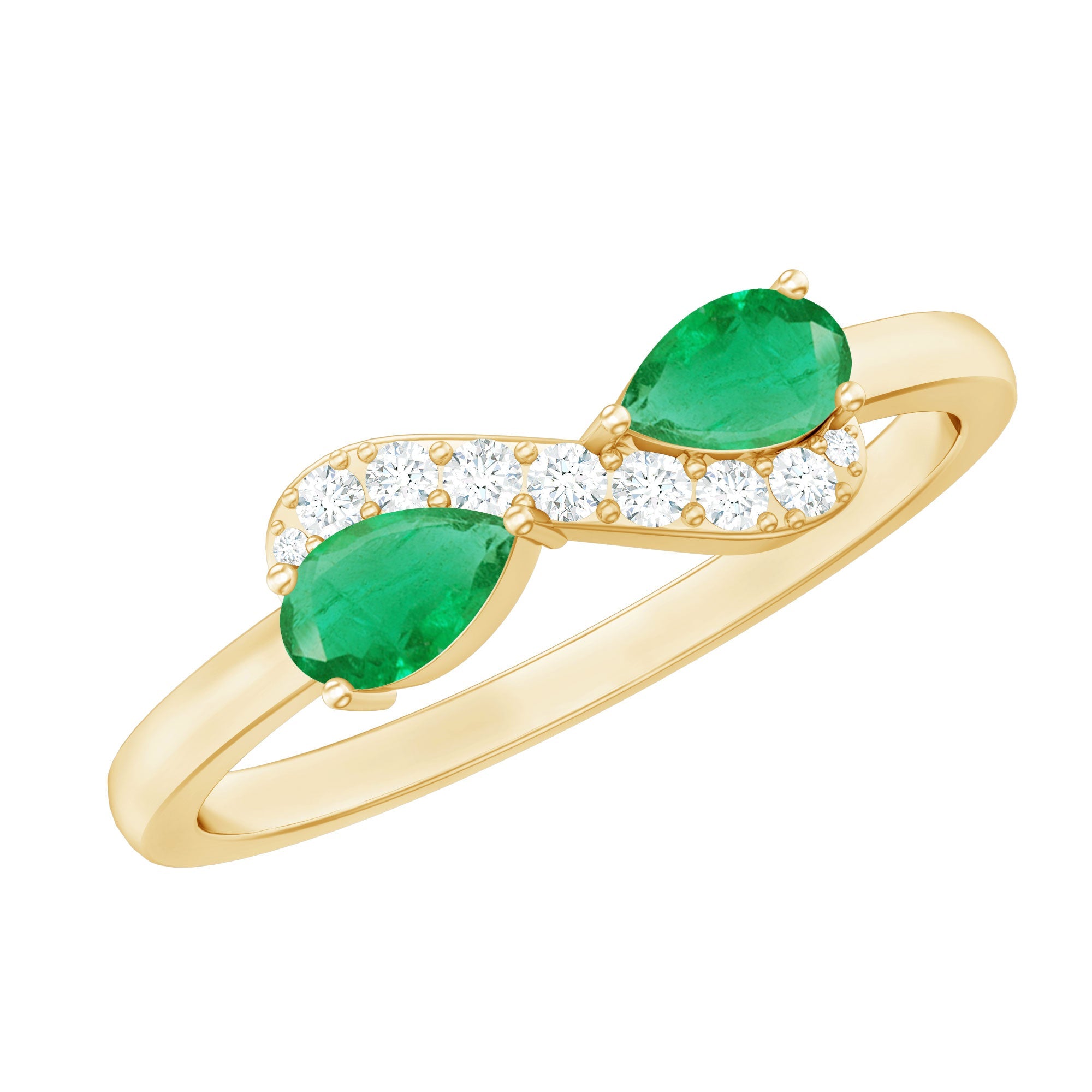 Natural Pear Emerald and Diamond Infinity Promise Ring | Rings | Wiccan Center