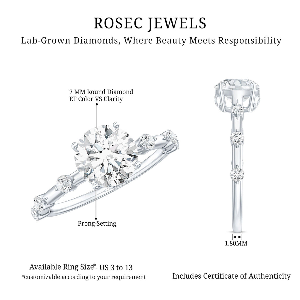 Round Brilliant Cut Lab Grown Diamond Traditional Engagement Ring | Rings | Wiccan Center