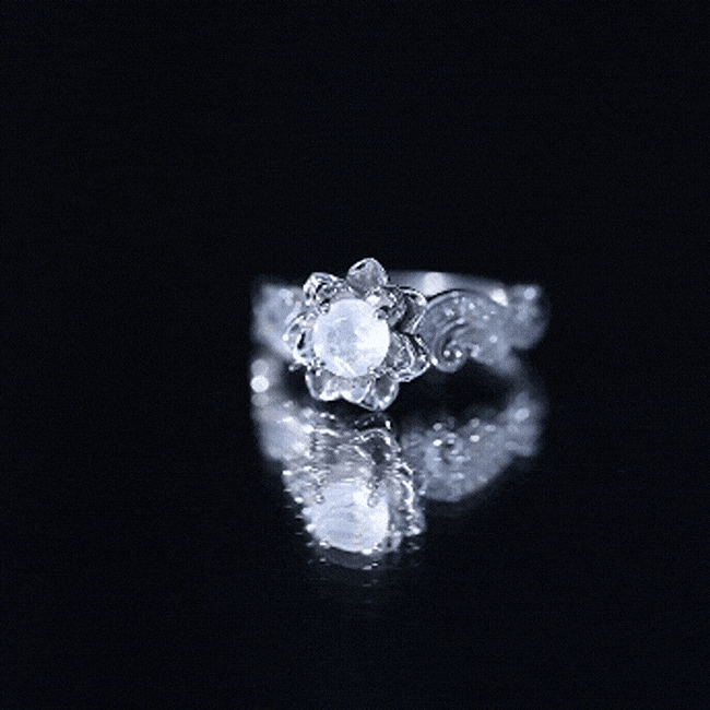 Genuine Moonstone and Diamond Blooming Engagement Ring in Silver | Rings | Wiccan Center