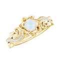 Genuine Moonstone and Diamond Blooming Engagement Ring in Silver | Rings | Wiccan Center