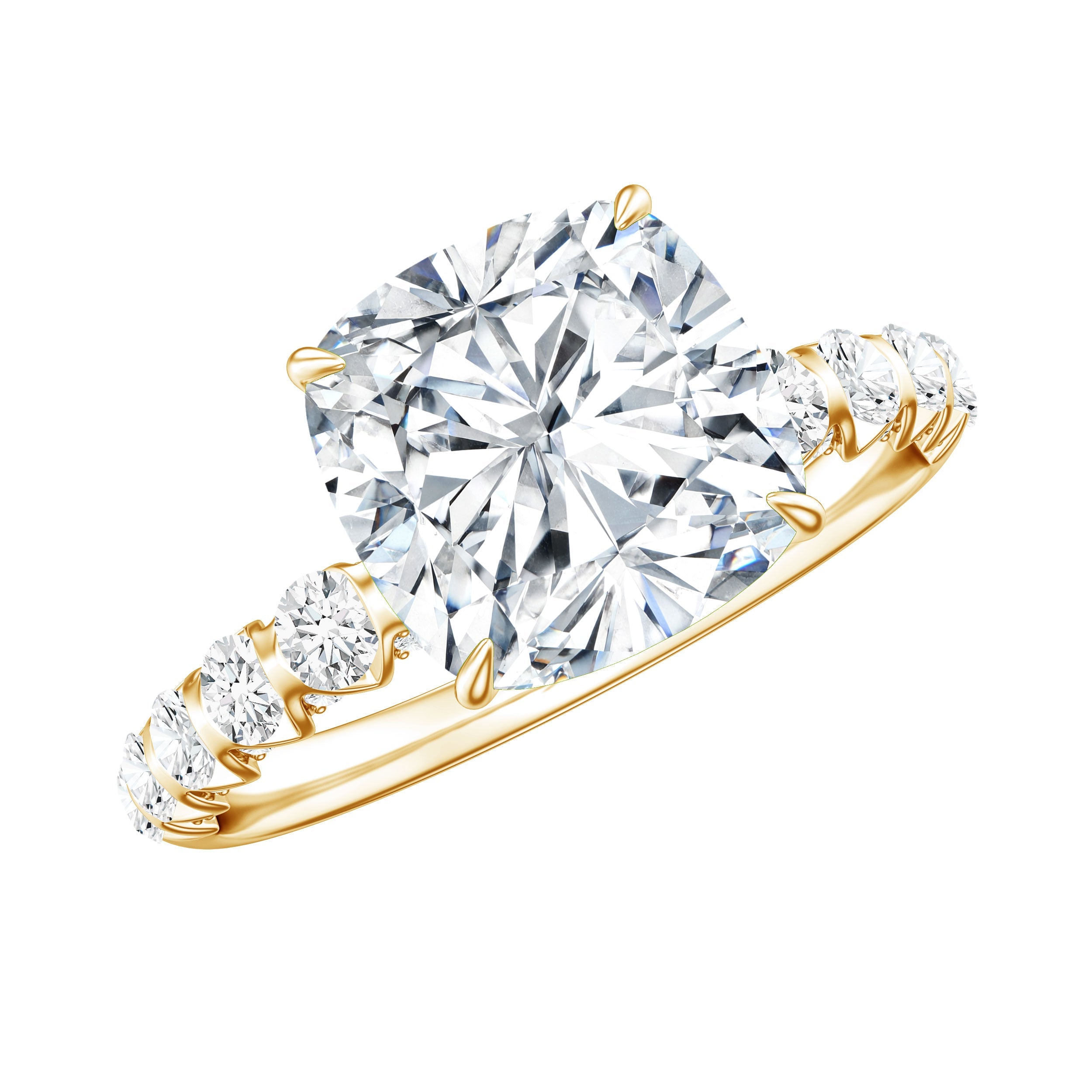 3 Carat IGI Certified Lab Grown Diamond Cushion Cut Engagement Ring with Side Stones | Rings | Wiccan Center
