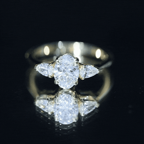 1 Carat Lab Grown Diamond Three Stone Engagement Ring with IGI Certificate | Rings | Wiccan Center