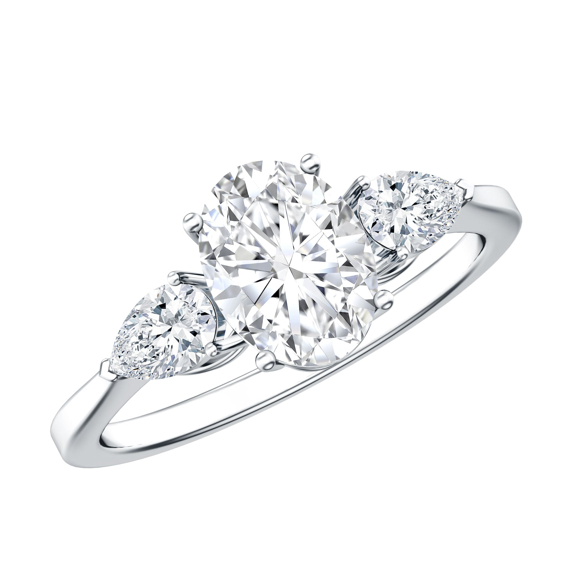 1 Carat Lab Grown Diamond Three Stone Engagement Ring with IGI Certificate