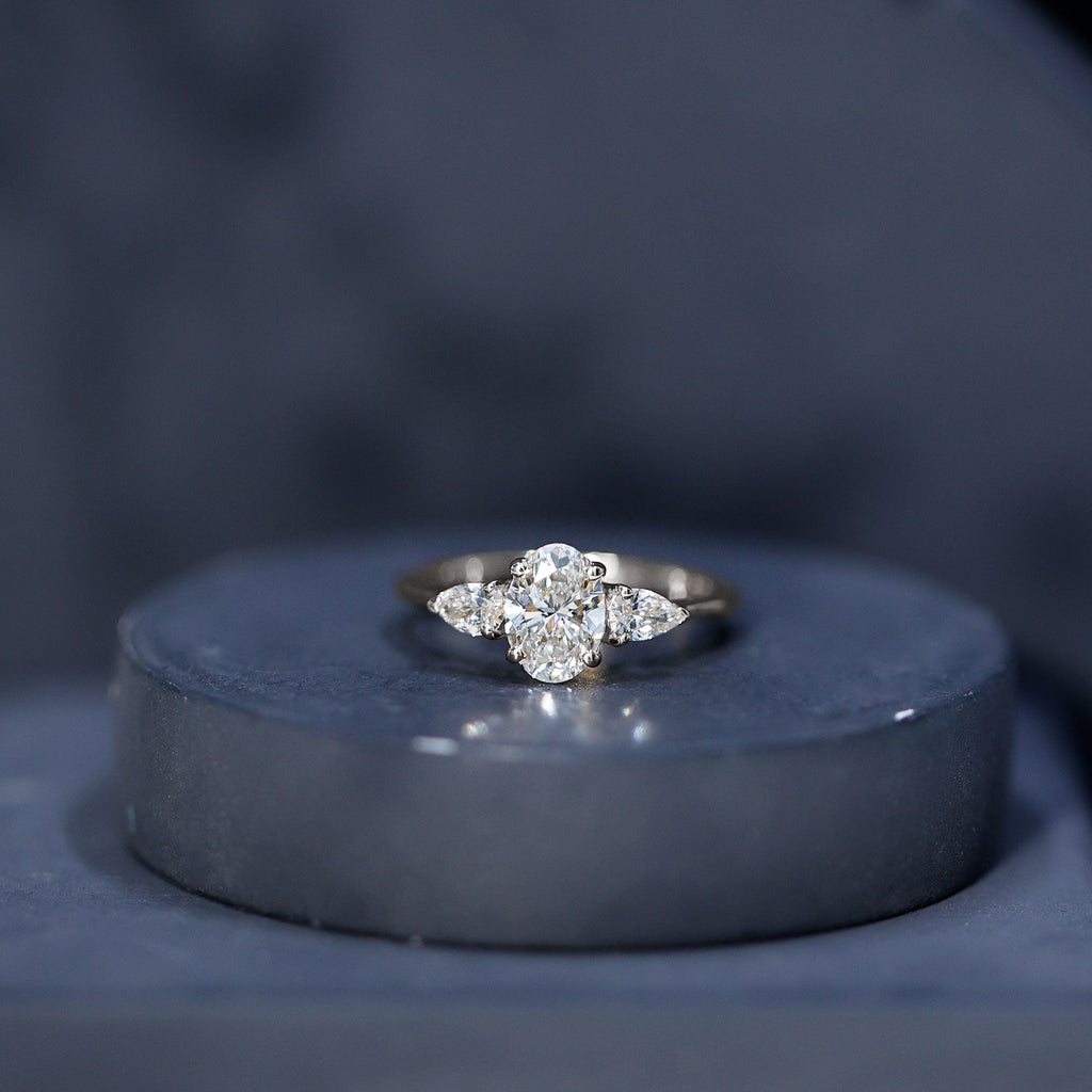 1 Carat Lab Grown Diamond Three Stone Engagement Ring with IGI Certificate
