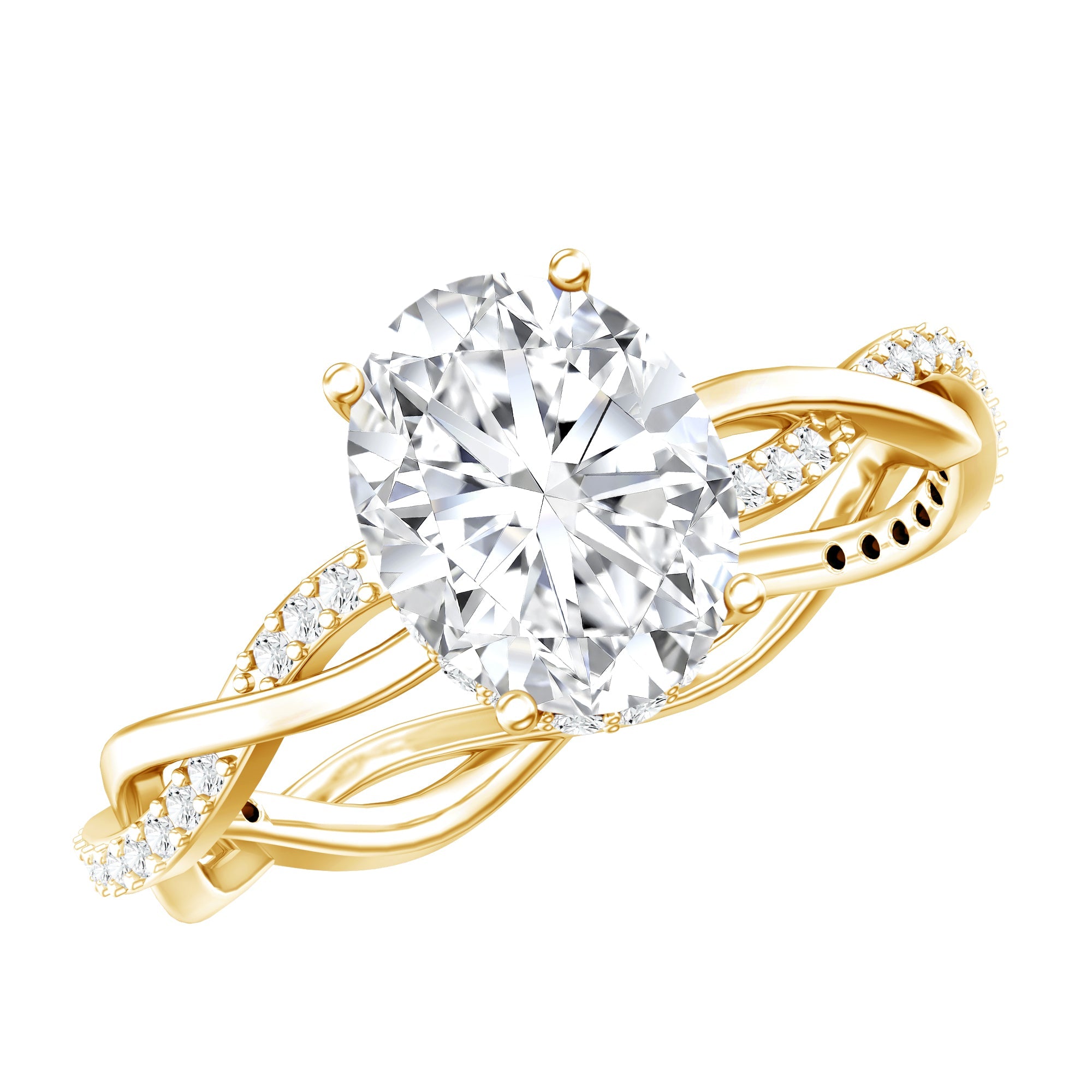 IGI Certified 2 Carat Lab Grown Diamond Oval Hidden Halo Engagement Ring with Braided Band | Rings | Wiccan Center