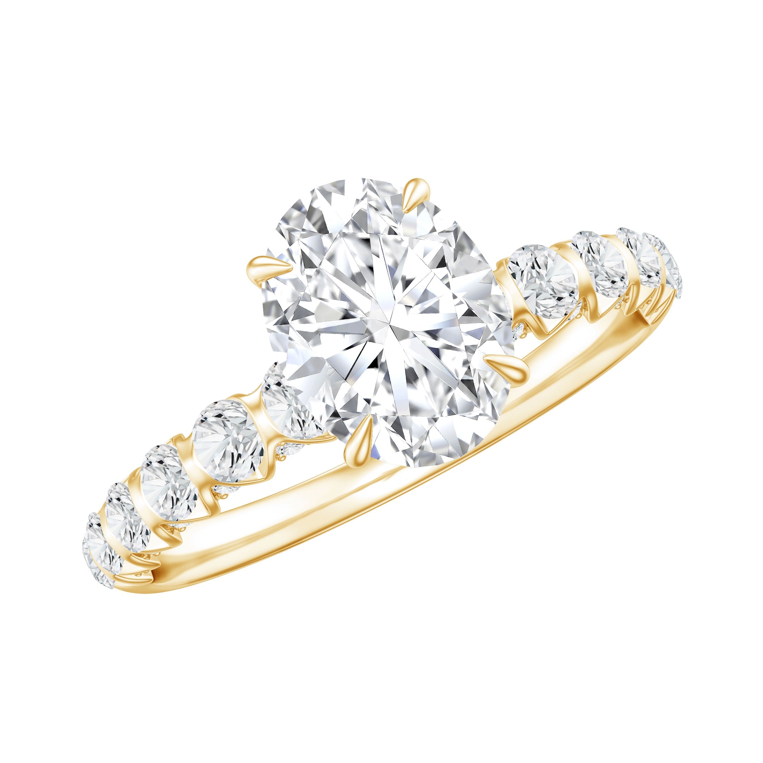 1 Carat Oval Cut Lab Grown Diamond Side Stone Engagement Ring IGI Certified | Rings | Wiccan Center