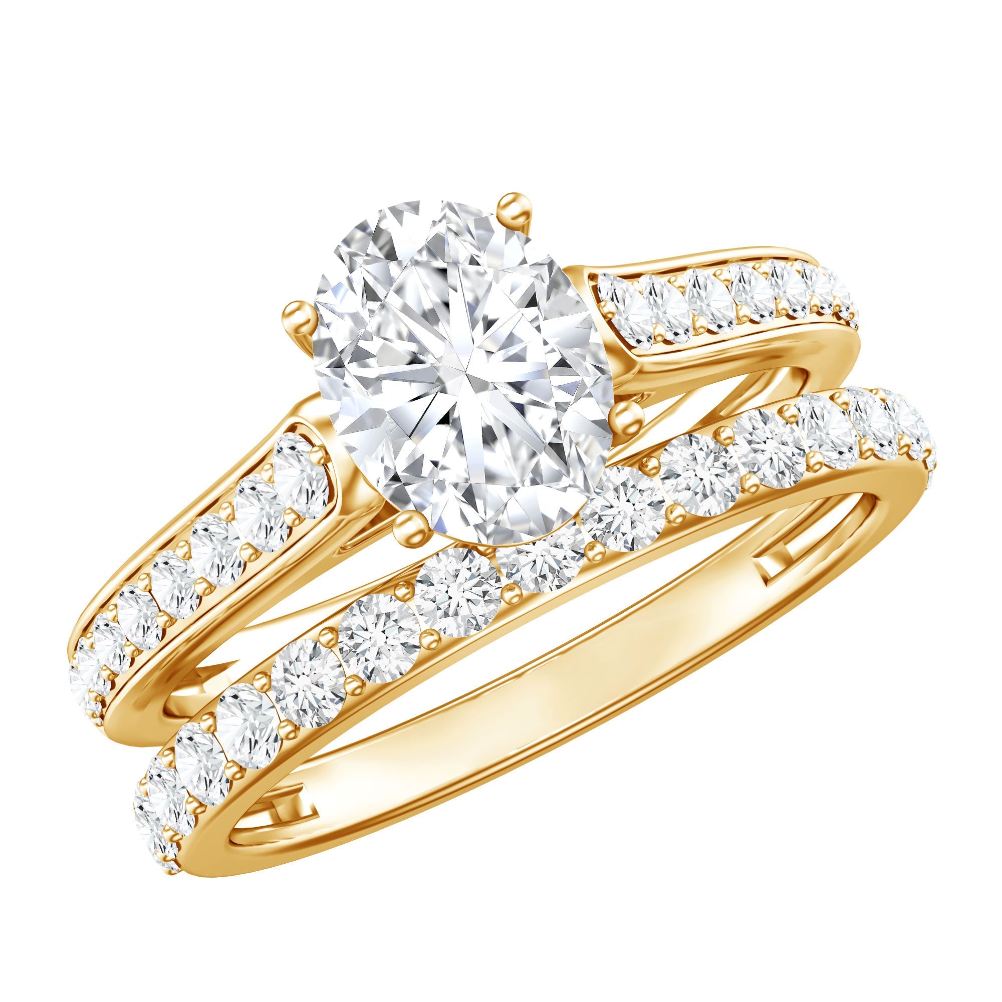 Oval Shaped 1 Carat Lab Grown Diamond Bridal Ring Set with IGI Certificate | Rings | Wiccan Center