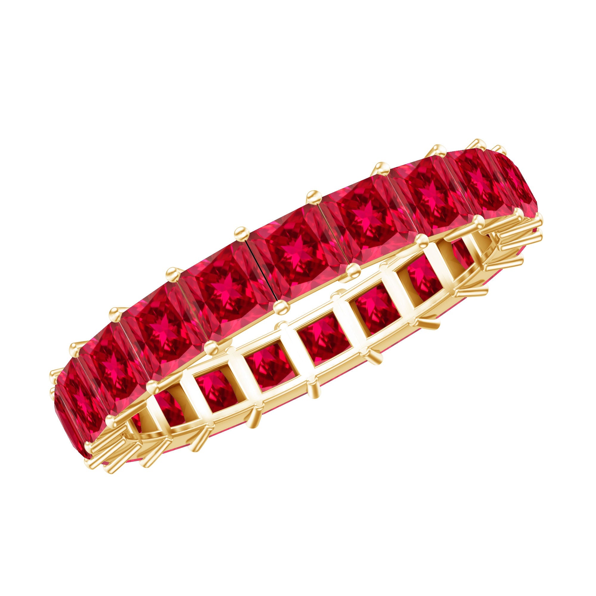 Princess Cut Lab Grown Ruby Eternity Wedding Band for Women | Rings | Wiccan Center