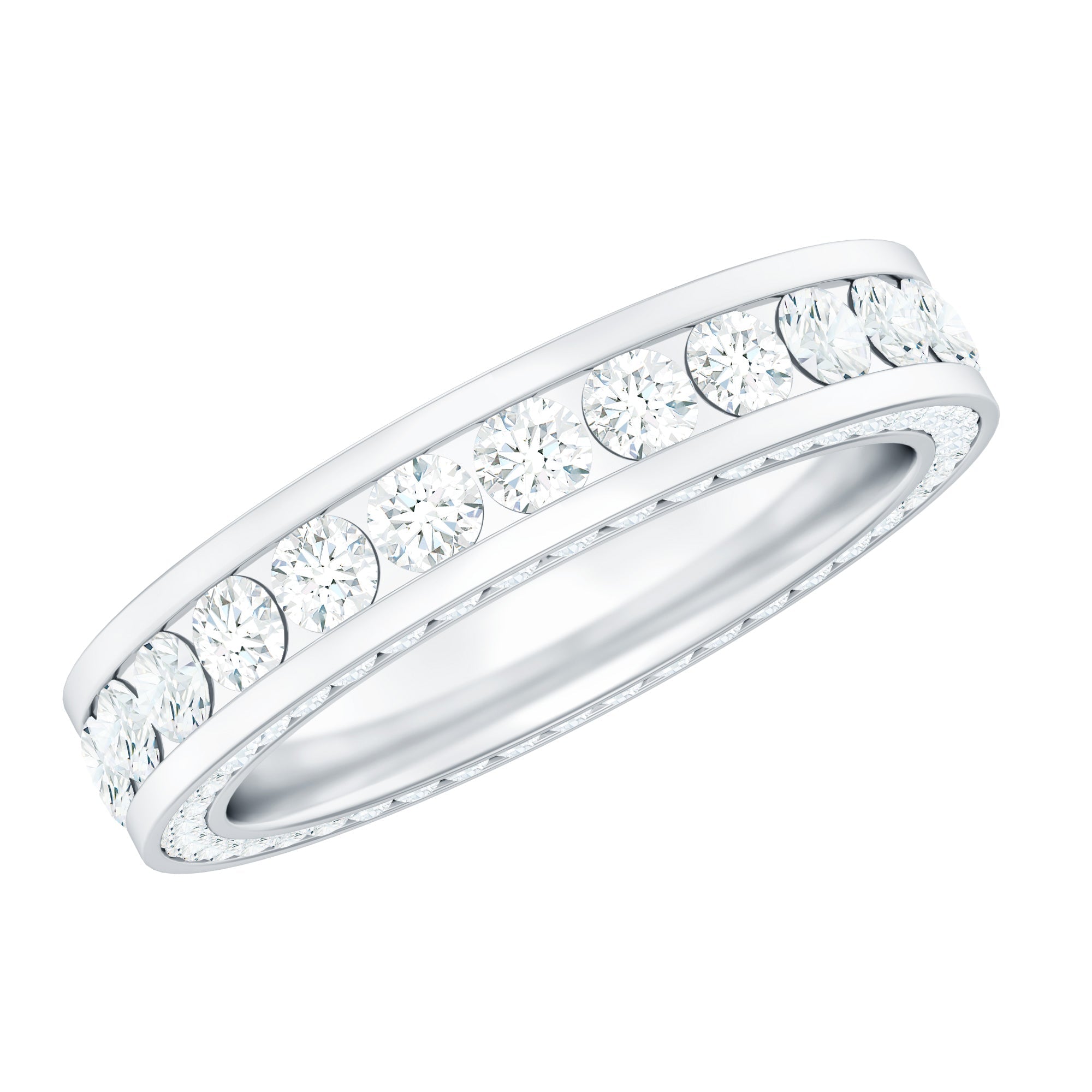 Certified Moissanite Eternity Ring in Channel Setting