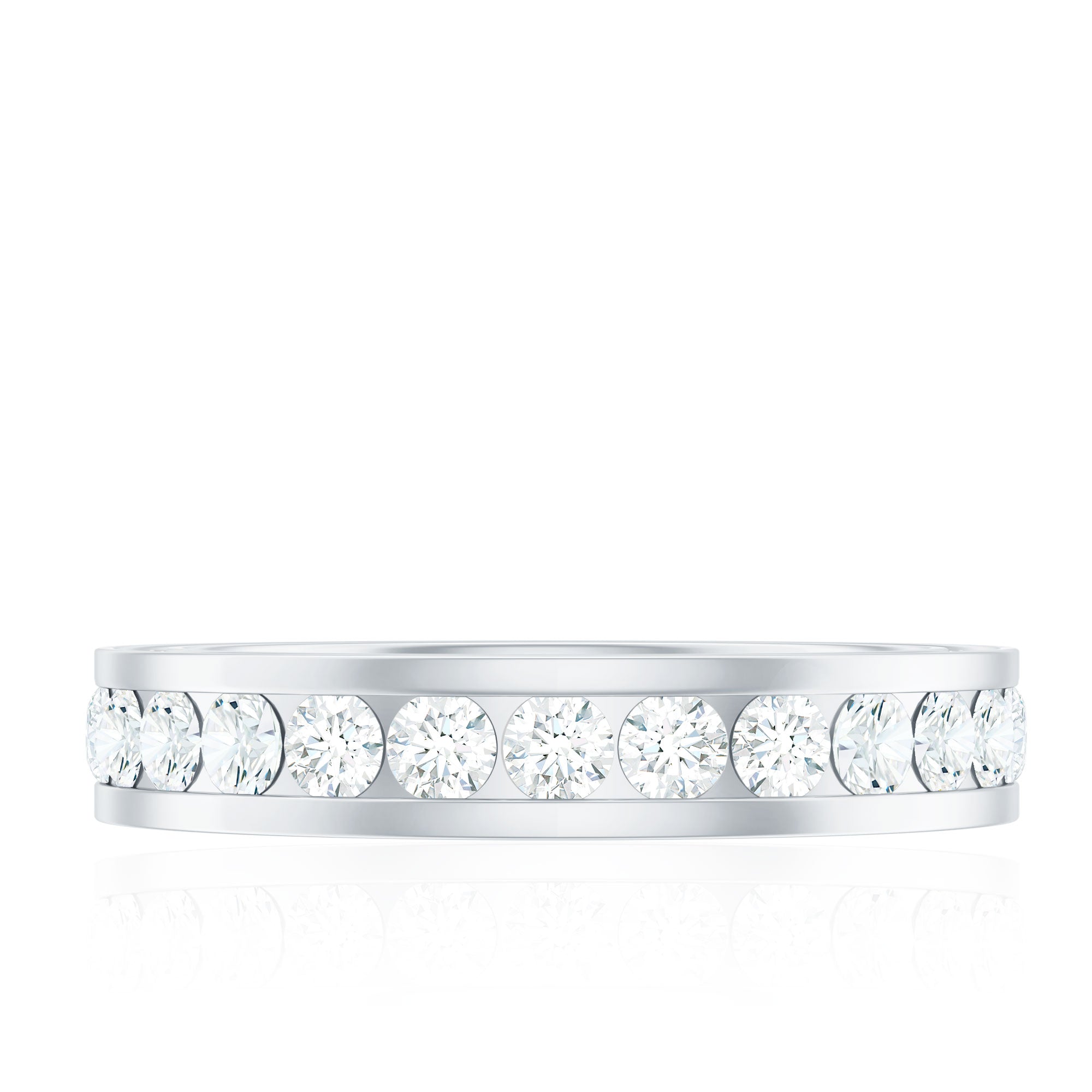 Certified Moissanite Eternity Ring in Channel Setting