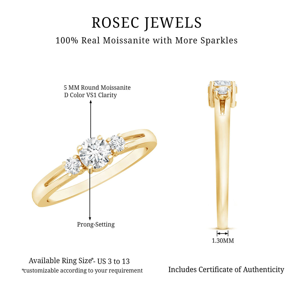 Certified Moissanite 3 Stone Proposal Ring For Her