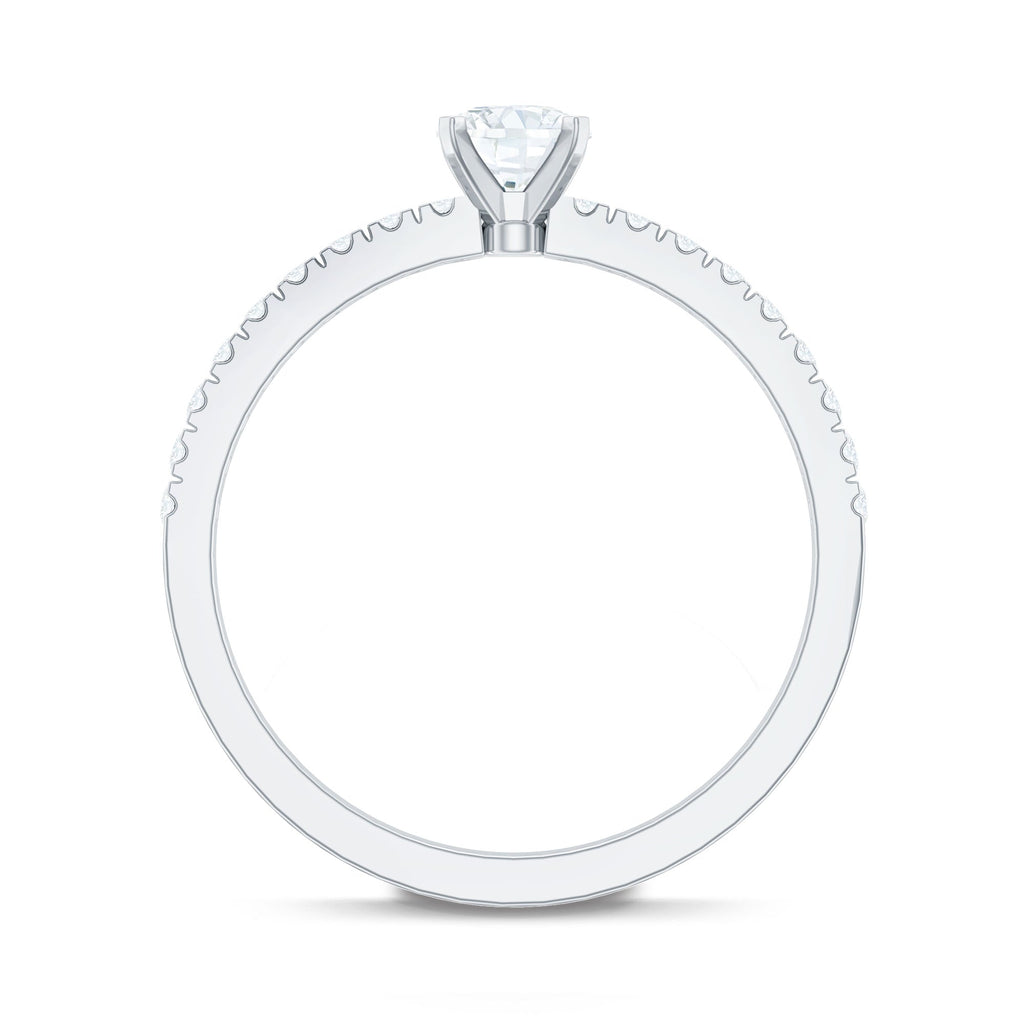 Moissanite Minimal Engagement Ring with Side Stone