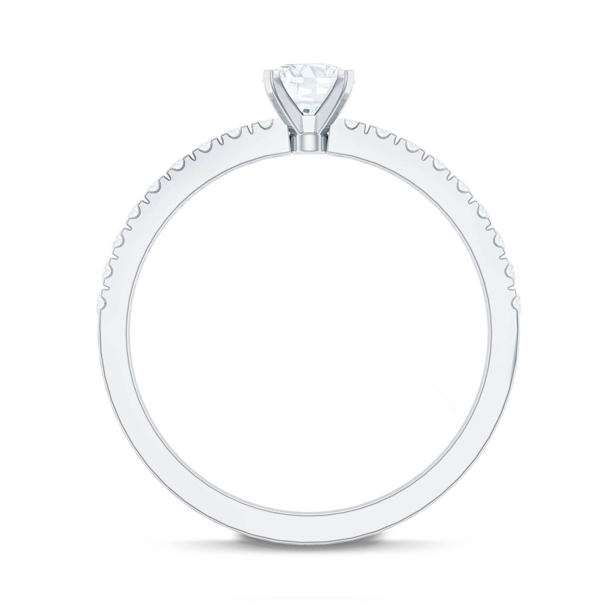 Moissanite Minimal Engagement Ring with Side Stone