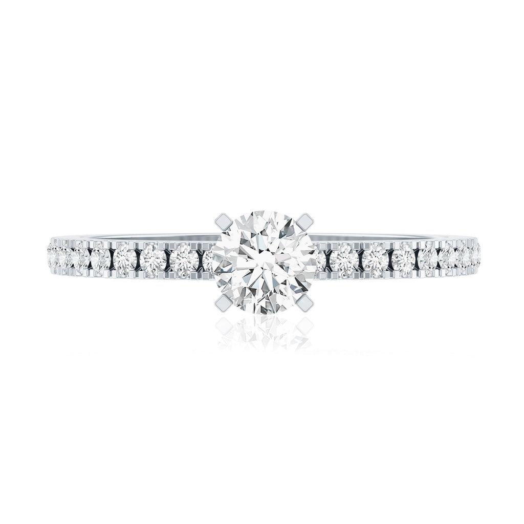 Moissanite Minimal Engagement Ring with Side Stone
