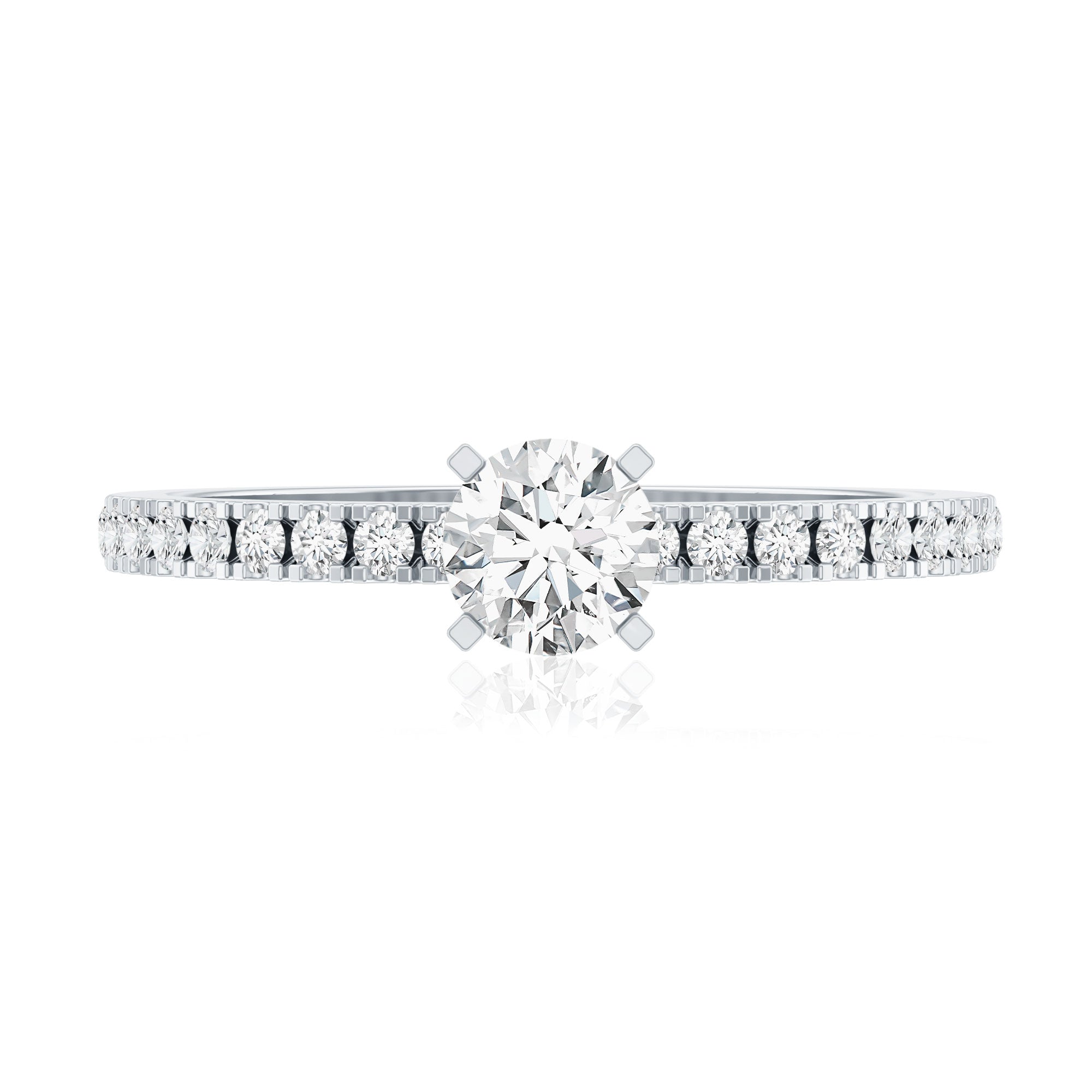 Moissanite Minimal Engagement Ring with Side Stone