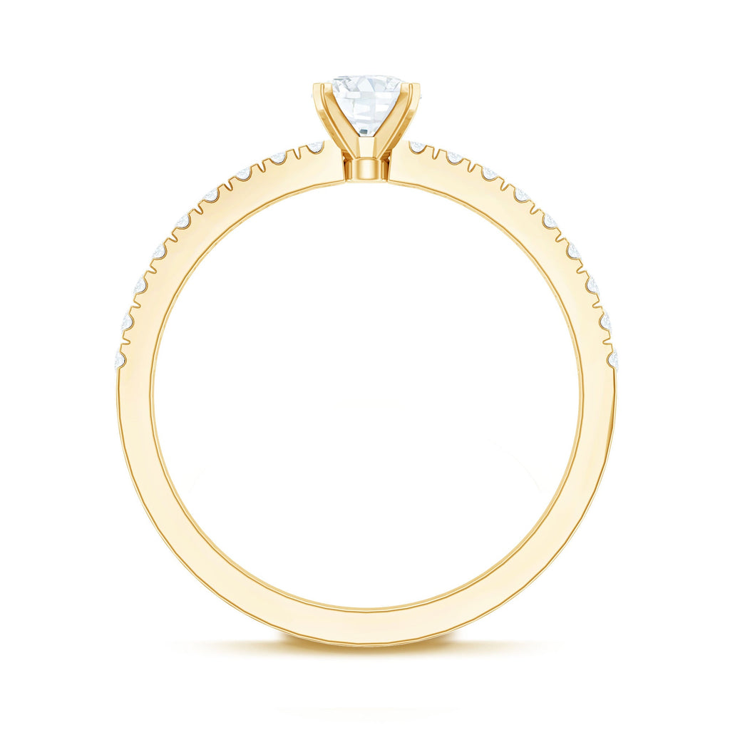 Moissanite Minimal Engagement Ring with Side Stone