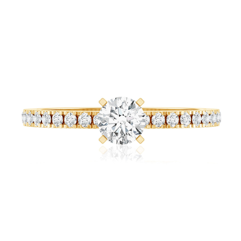 Moissanite Minimal Engagement Ring with Side Stone