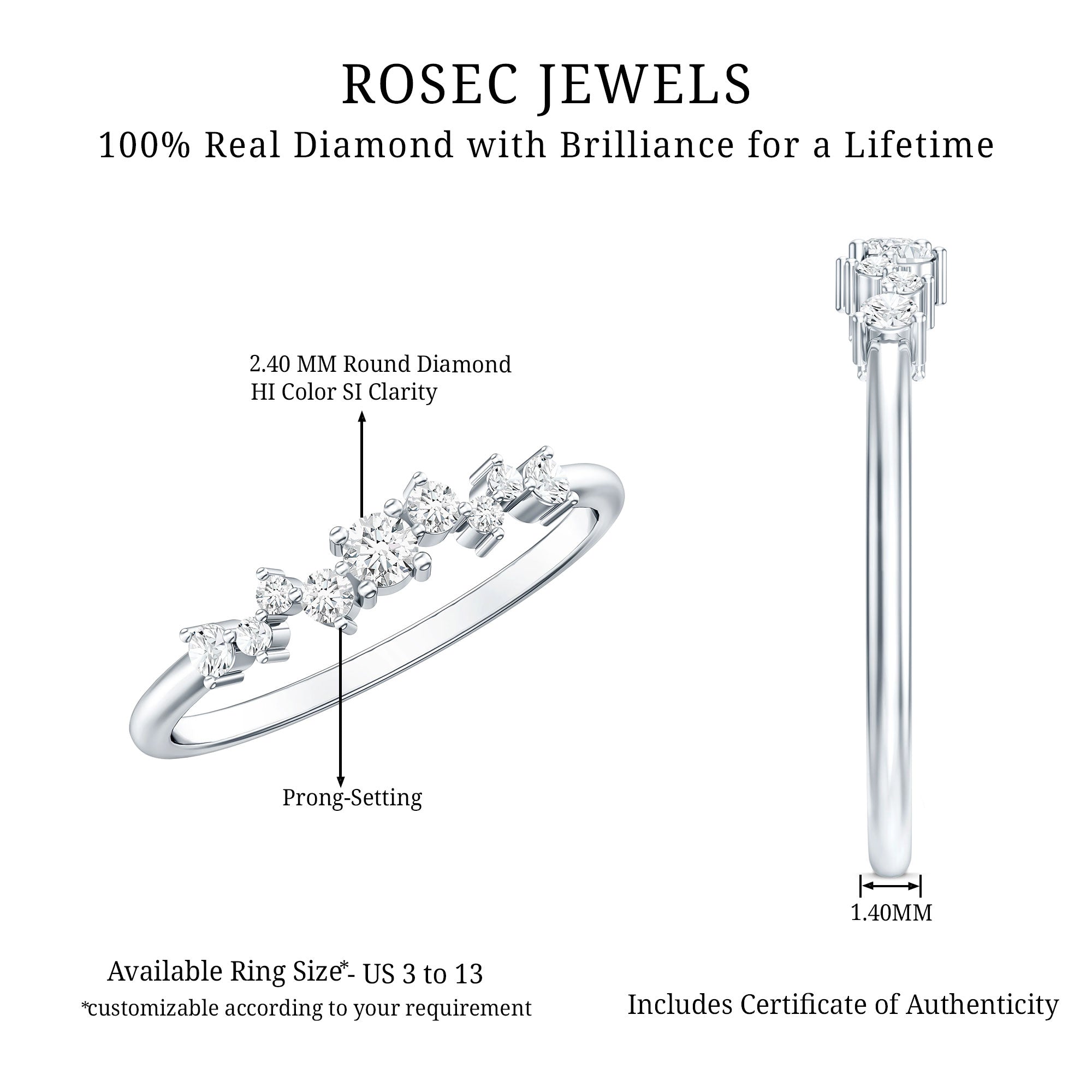 Brilliant Cut Diamond Wedding Band for Women
