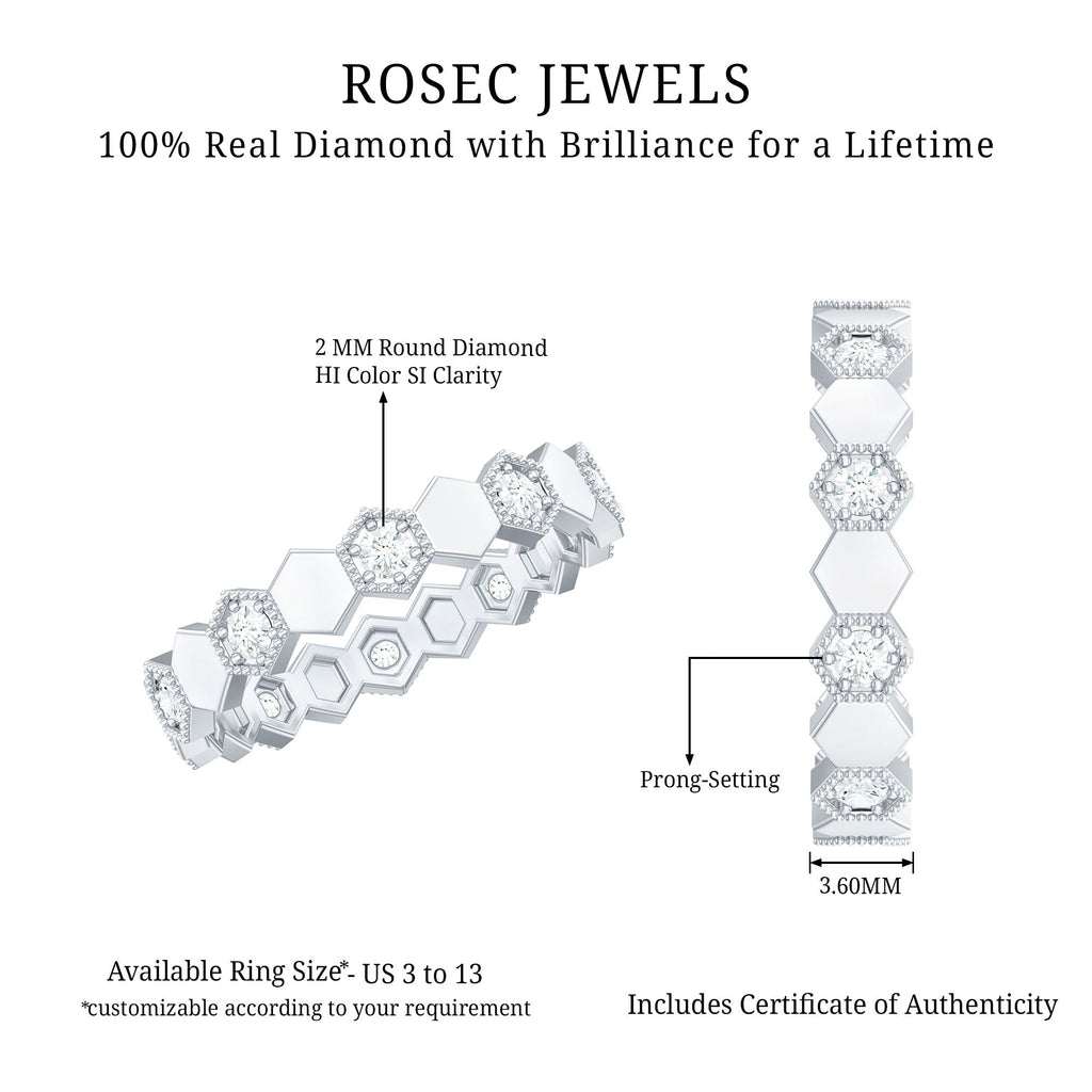 Certified Diamond Geometric Band Ring