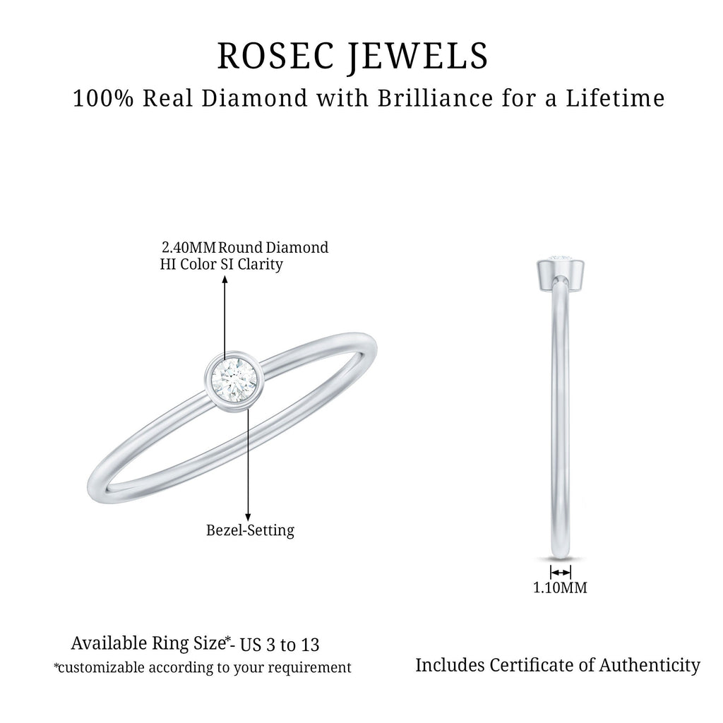 Natural Diamond Dainty Promise Ring in Bezel Setting