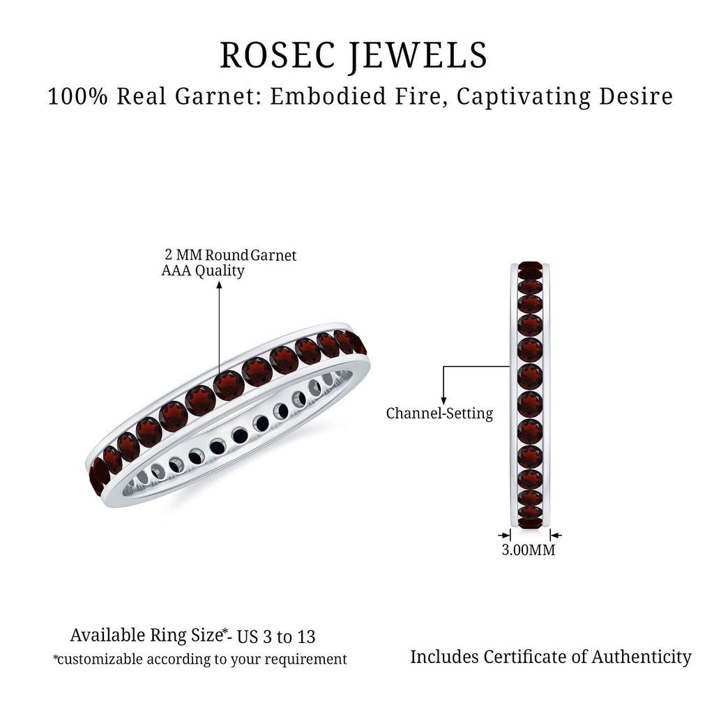 Certified Natural Garnet Eternity Ring in Channel Setting