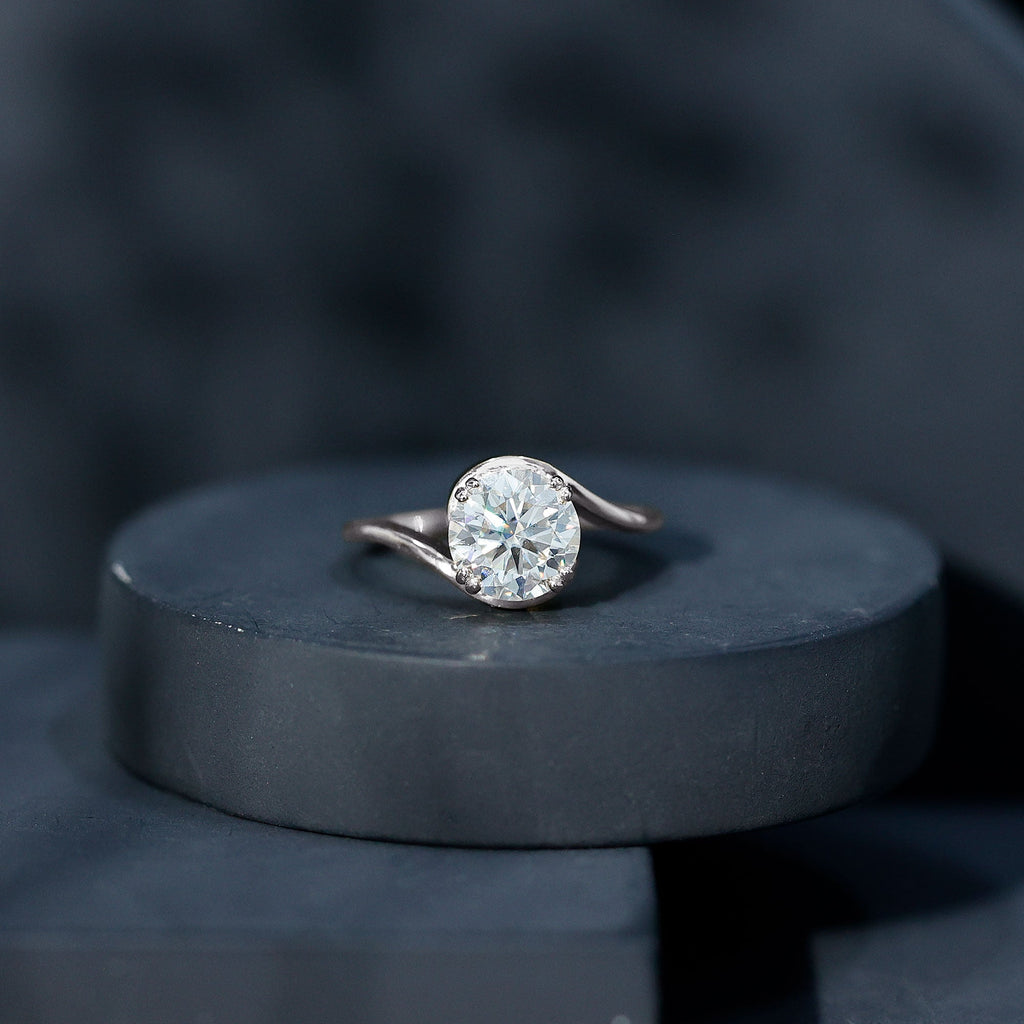 2 Carat Round Moissanite Bypass Engagement Ring