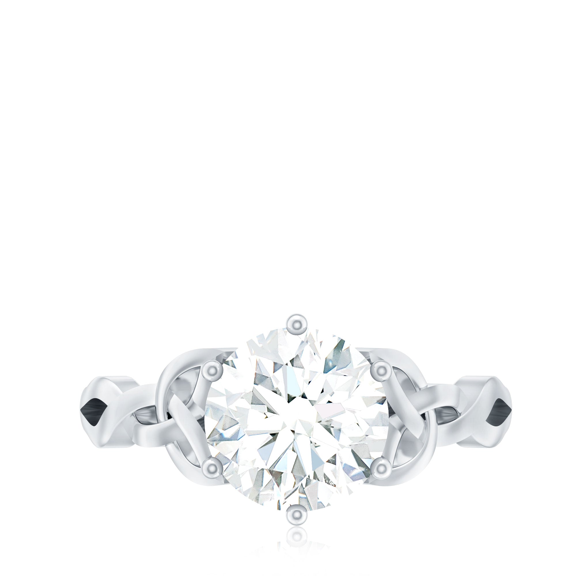 2 Carat Round Cut Moissanite Celtic Design Engagement Ring