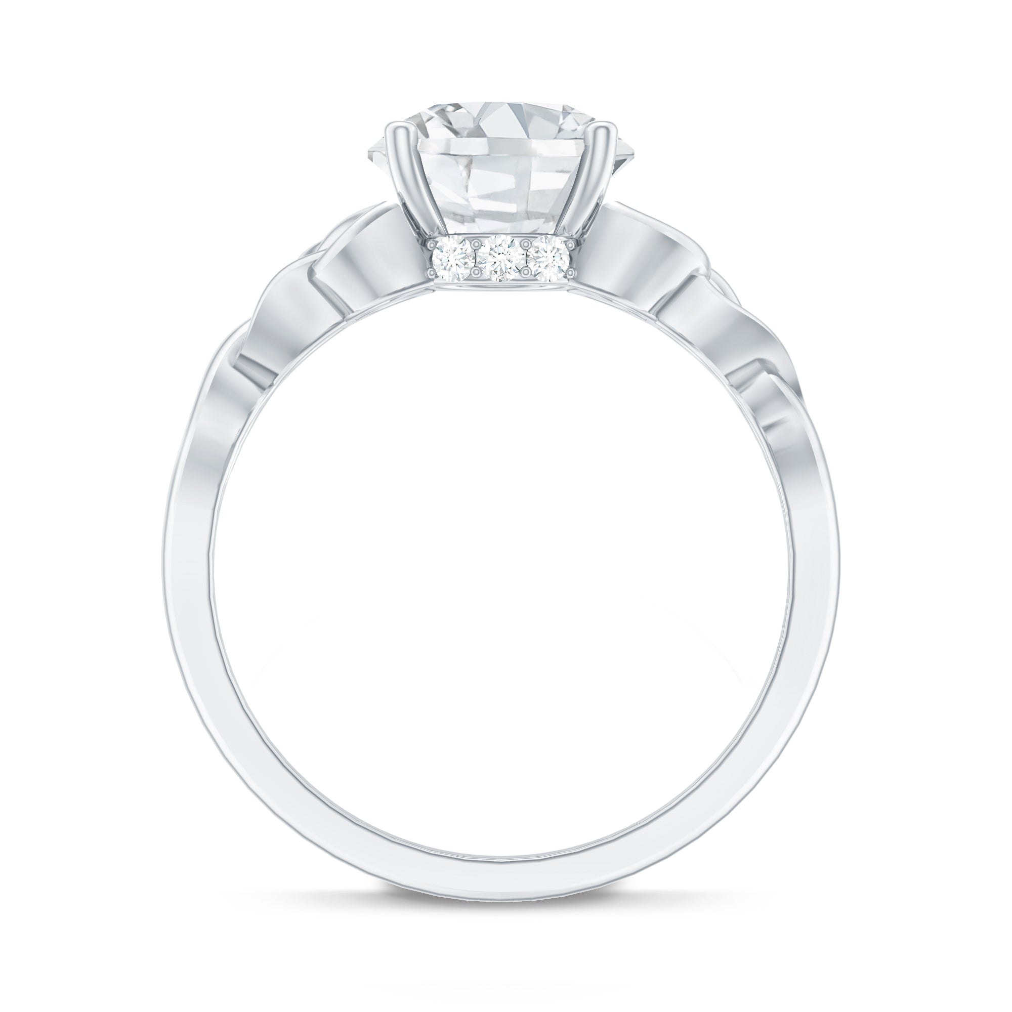 Round Moissanite Solitaire Engagement Ring with Celtic Details