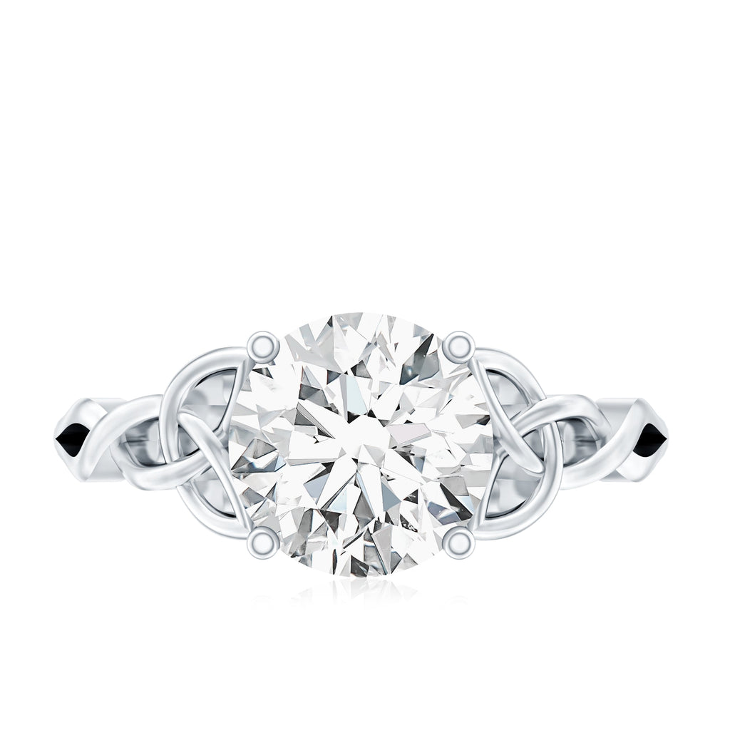 Round Moissanite Solitaire Engagement Ring with Celtic Details
