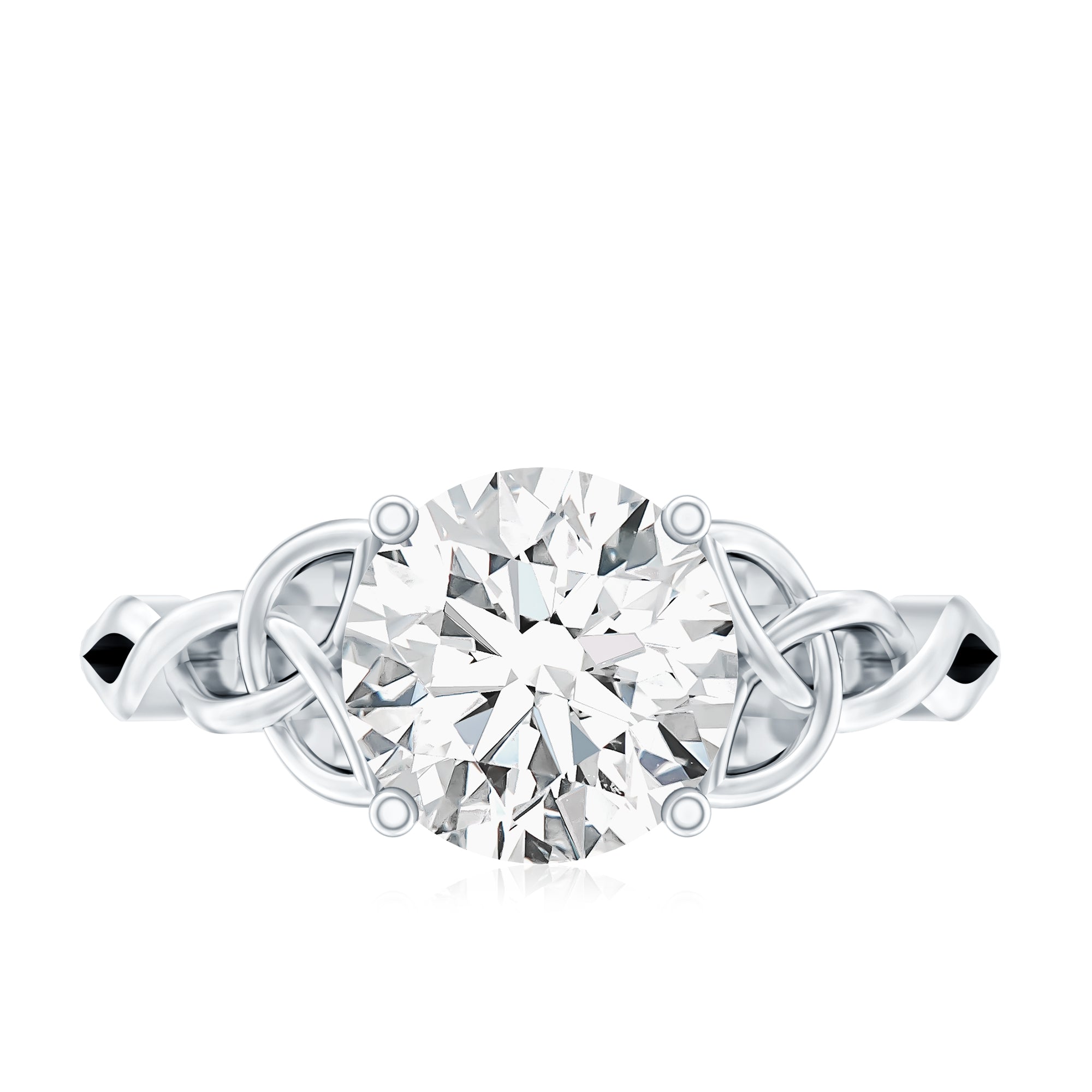 Round Moissanite Solitaire Engagement Ring with Celtic Details