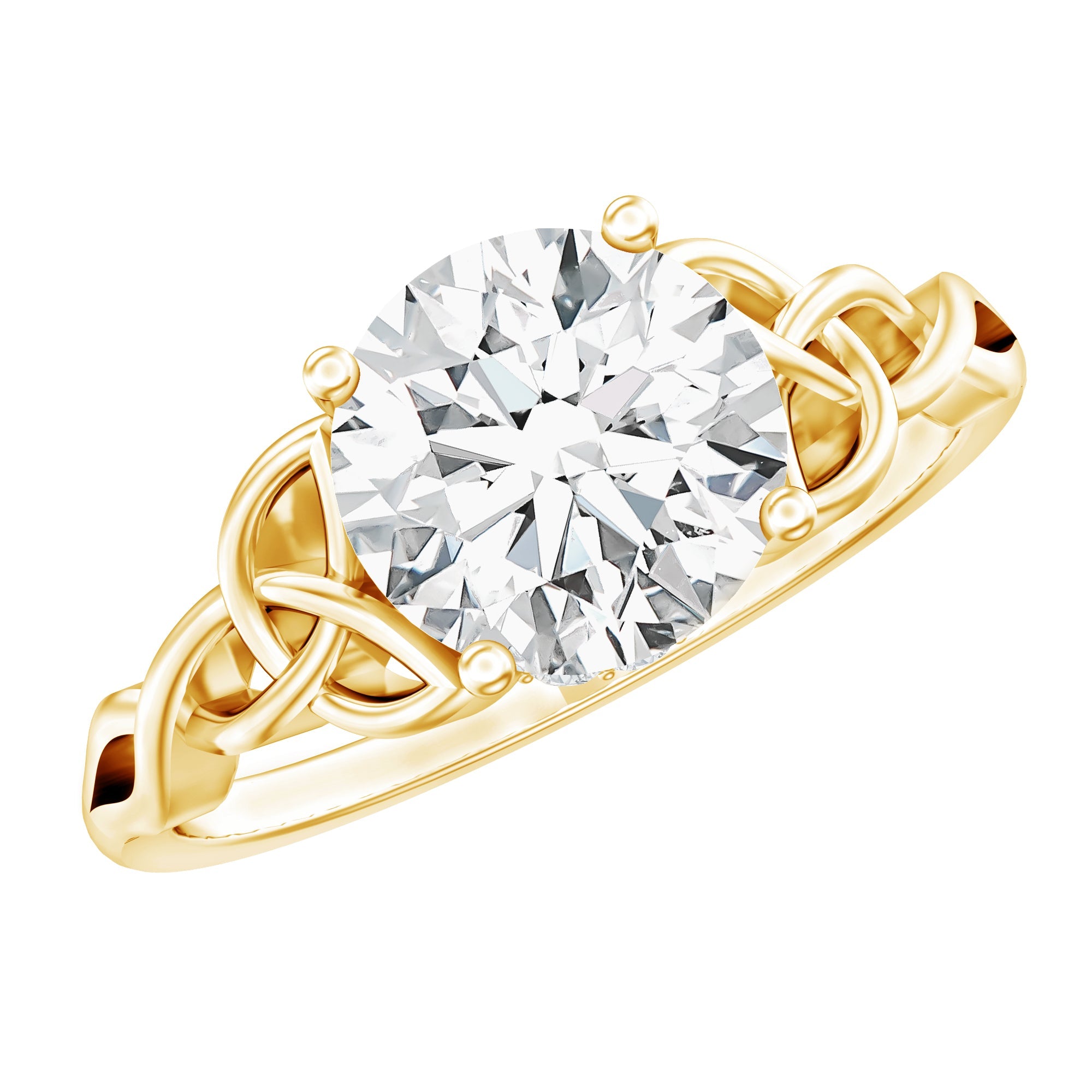 Round Moissanite Solitaire Engagement Ring with Celtic Details | Rings | Wiccan Center