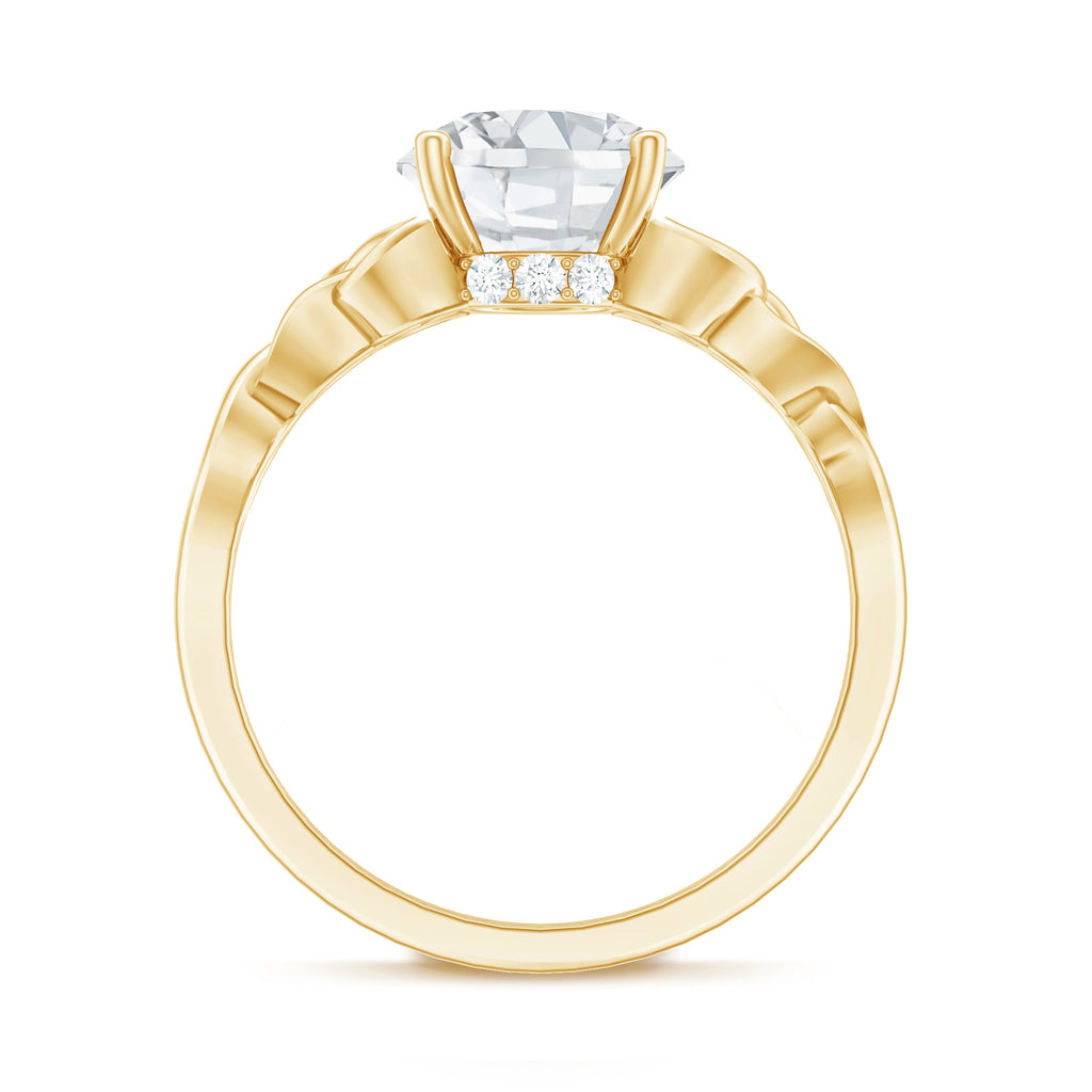 Round Moissanite Solitaire Engagement Ring with Celtic Details