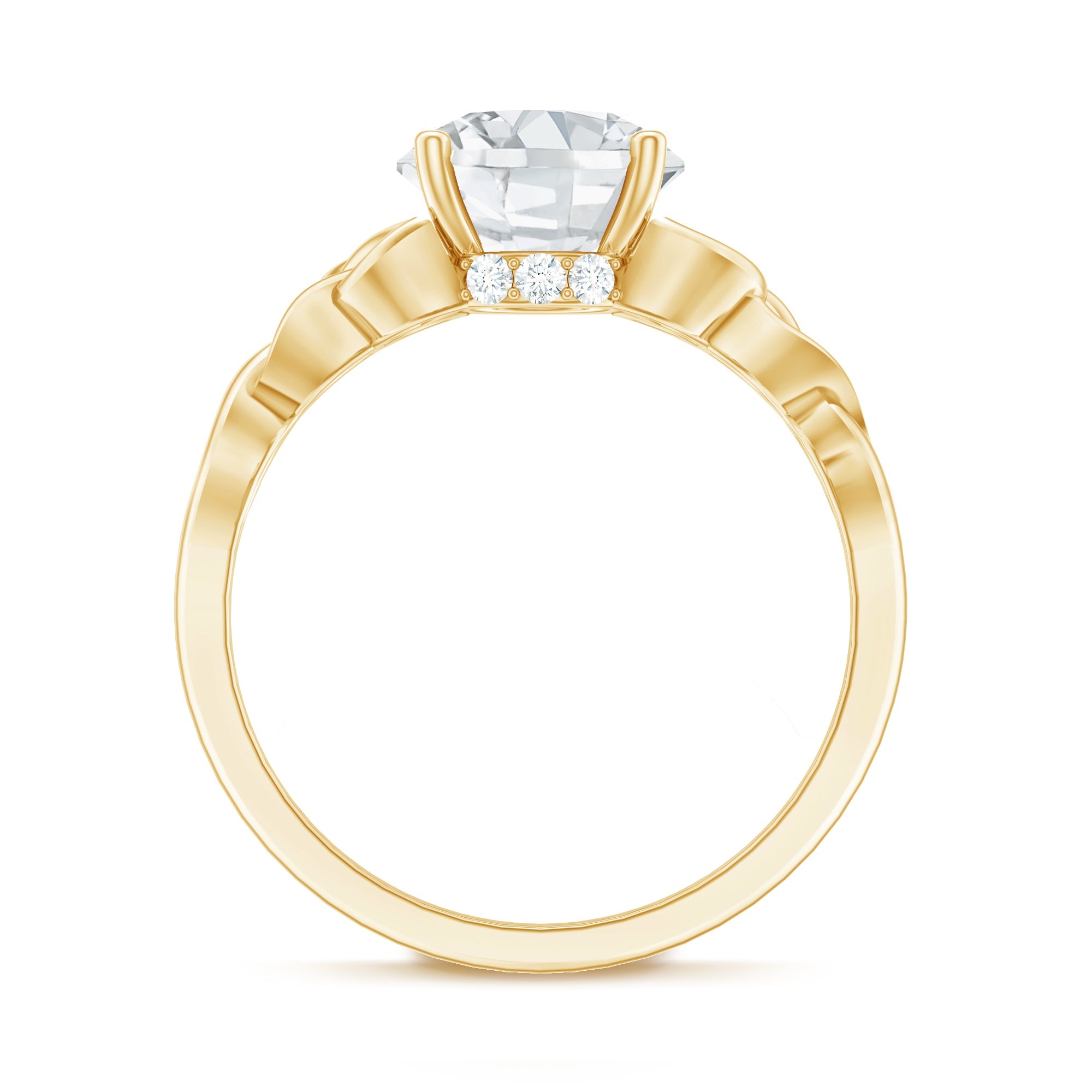 Round Moissanite Solitaire Engagement Ring with Celtic Details