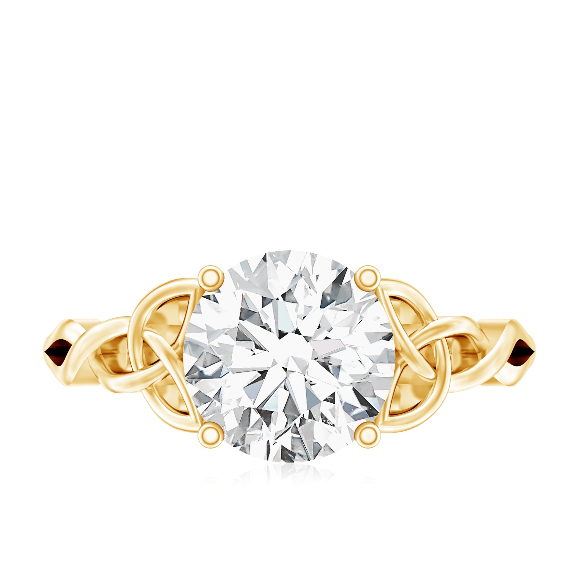Round Moissanite Solitaire Engagement Ring with Celtic Details