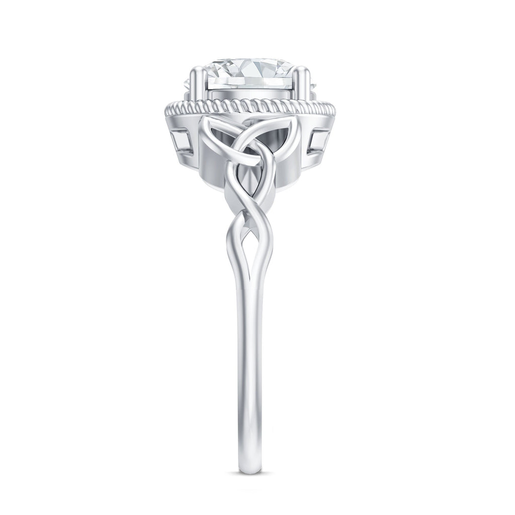 Brilliant Cut Moissanite Engagement Ring with Rope Frame