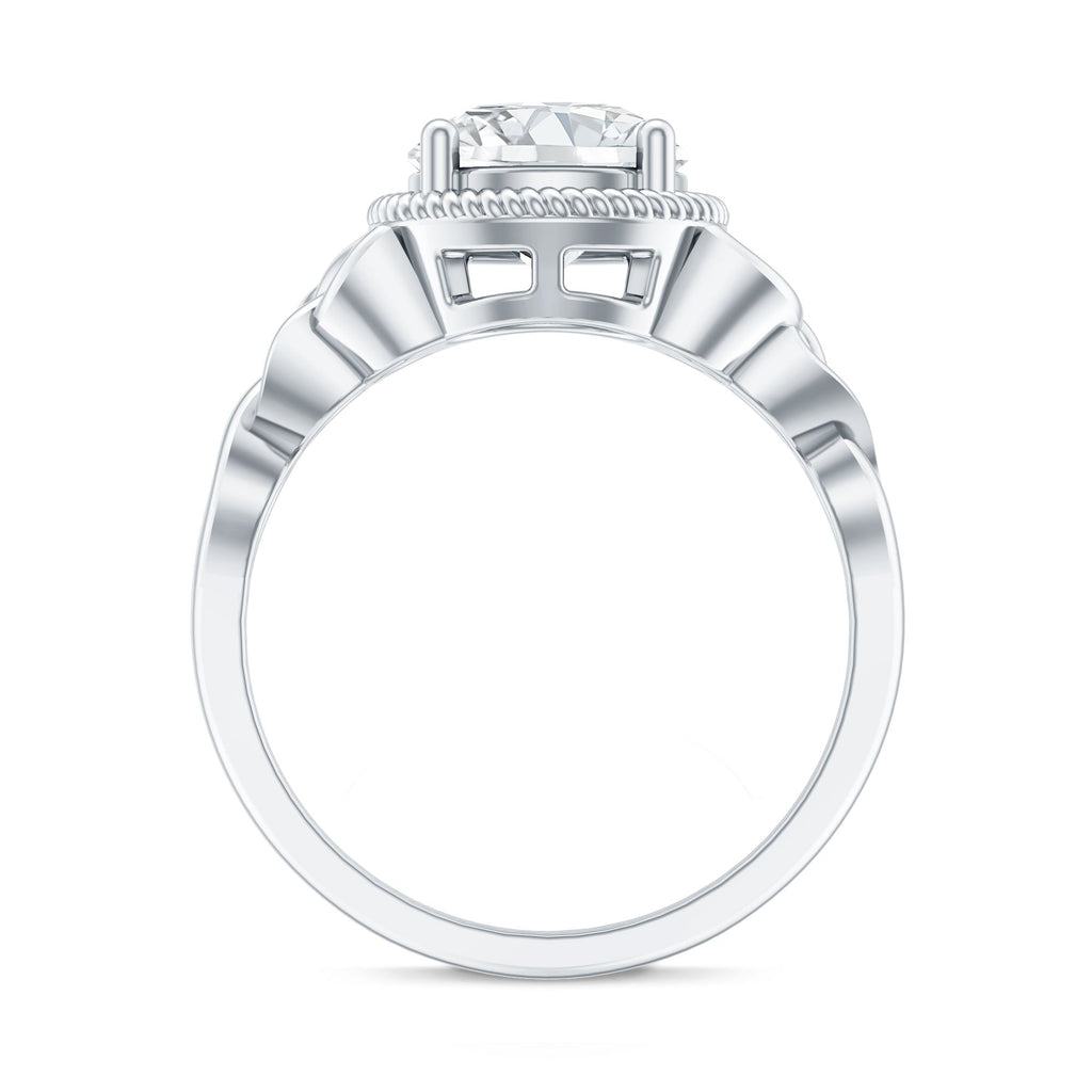 Brilliant Cut Moissanite Engagement Ring with Rope Frame