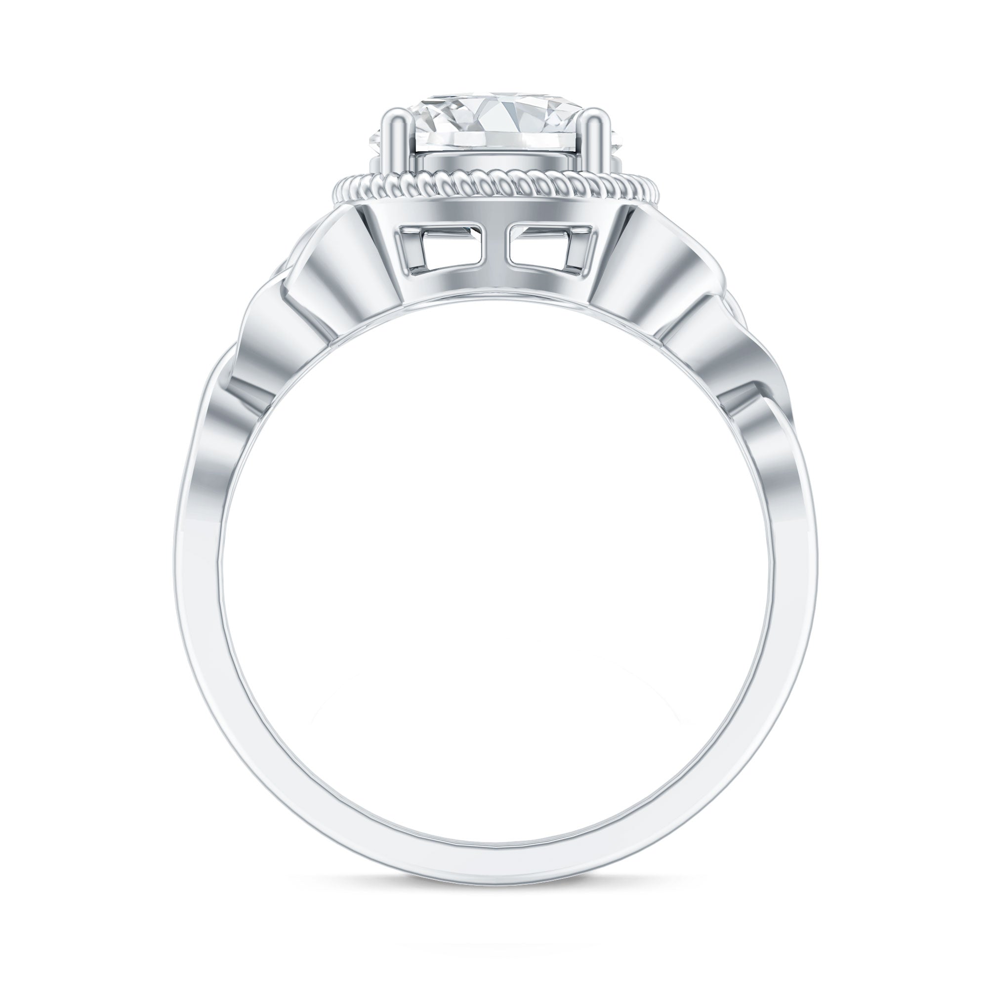 Brilliant Cut Moissanite Engagement Ring with Rope Frame