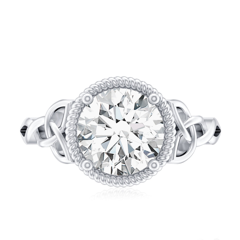 Brilliant Cut Moissanite Engagement Ring with Rope Frame