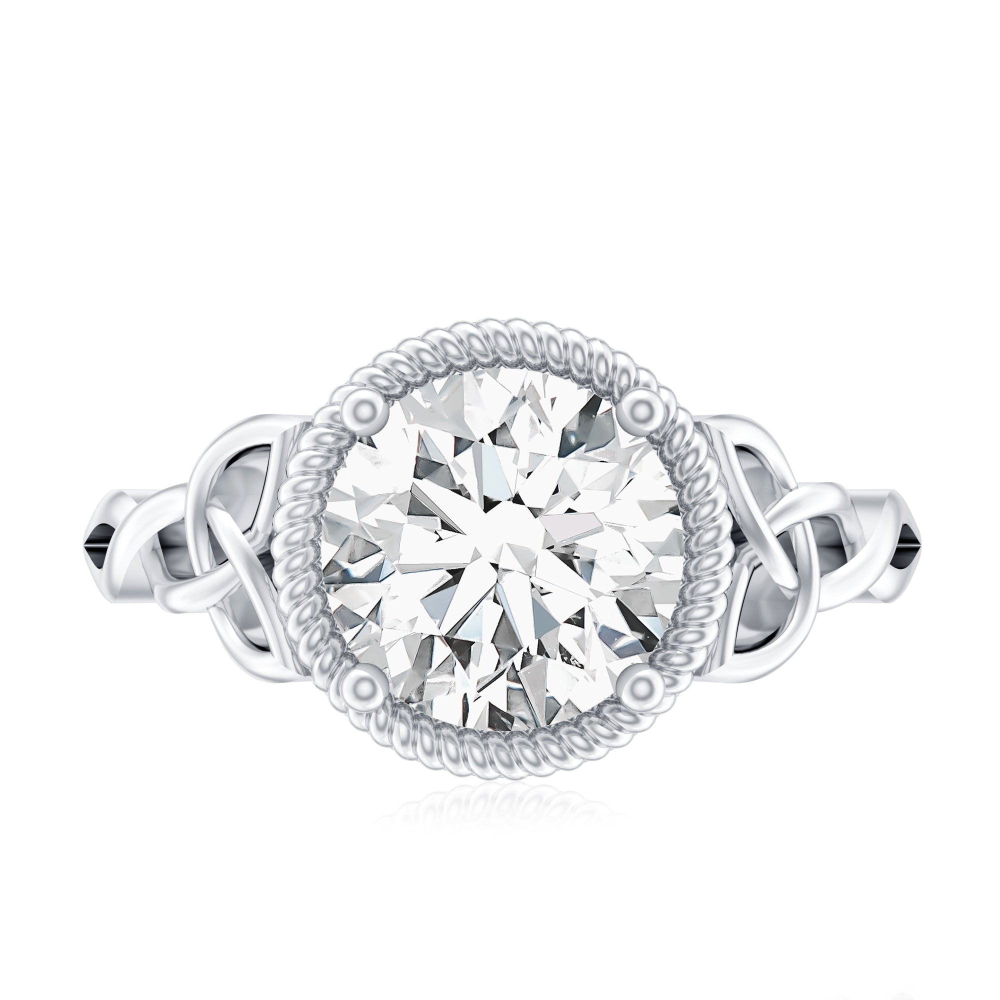 Brilliant Cut Moissanite Engagement Ring with Rope Frame