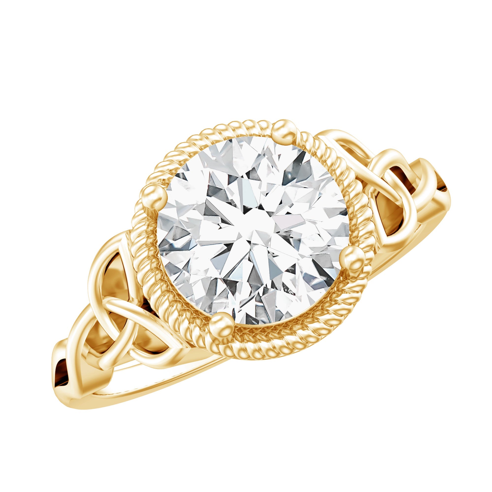 Brilliant Cut Moissanite Engagement Ring with Rope Frame | Rings | Wiccan Center