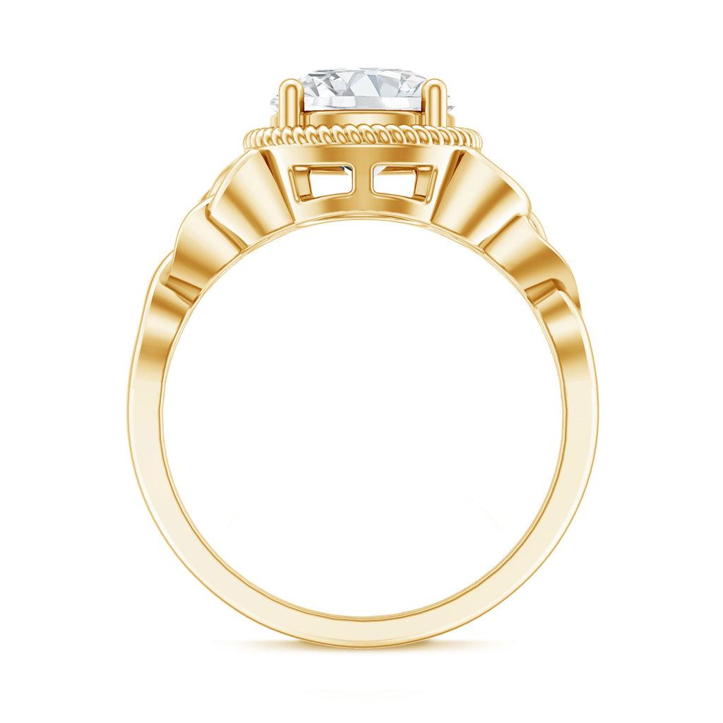 Brilliant Cut Moissanite Engagement Ring with Rope Frame