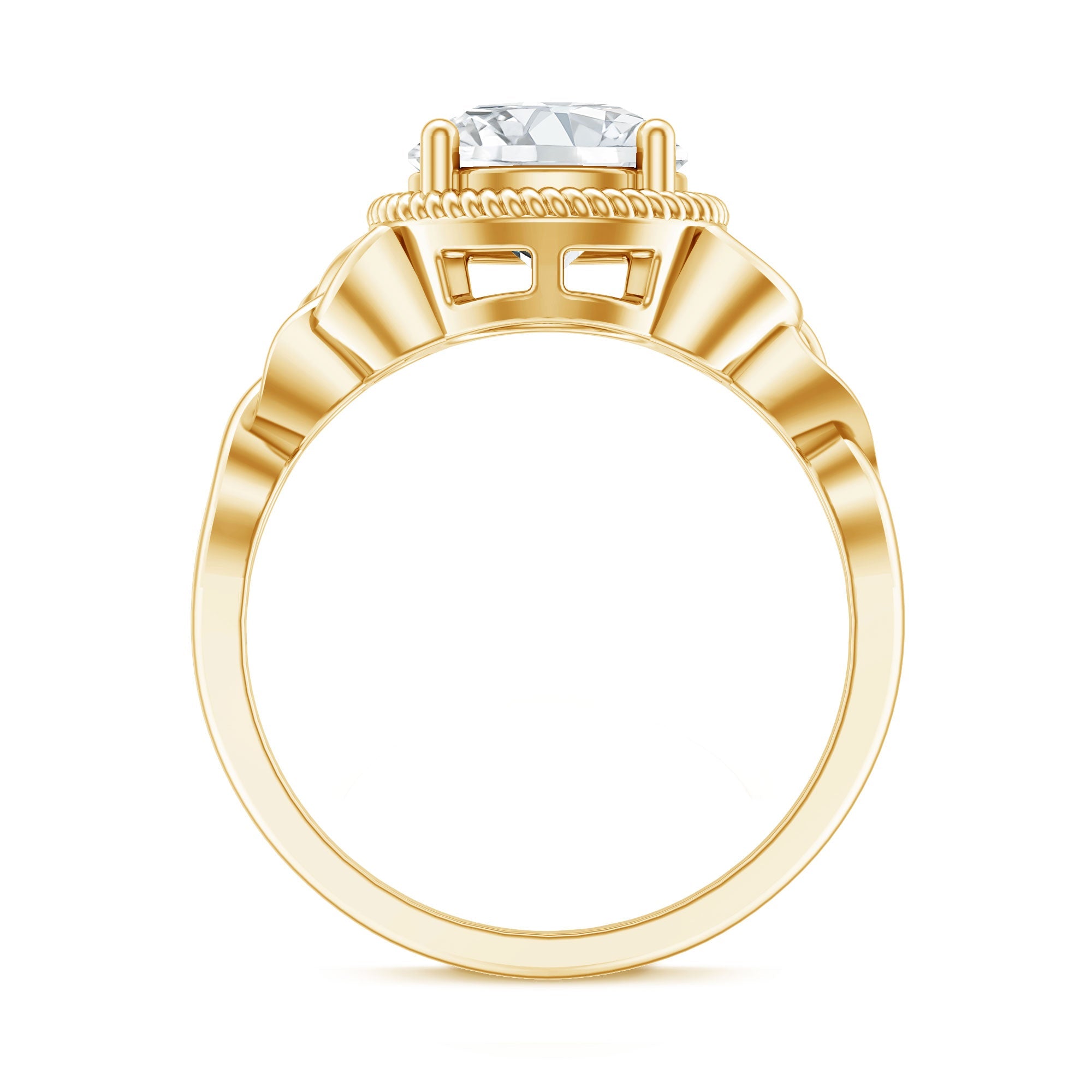 Brilliant Cut Moissanite Engagement Ring with Rope Frame