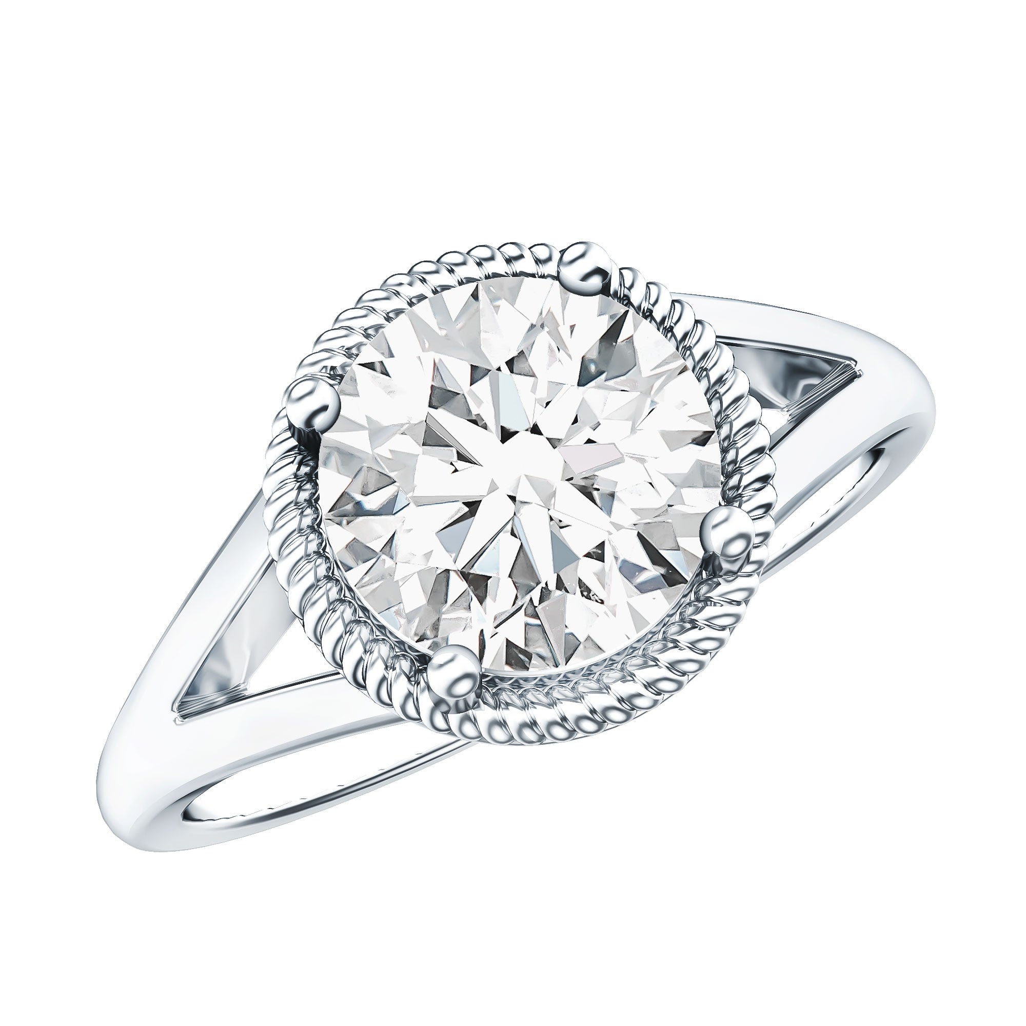 2 CT Round Moissanite Rope Band Engagement Ring
