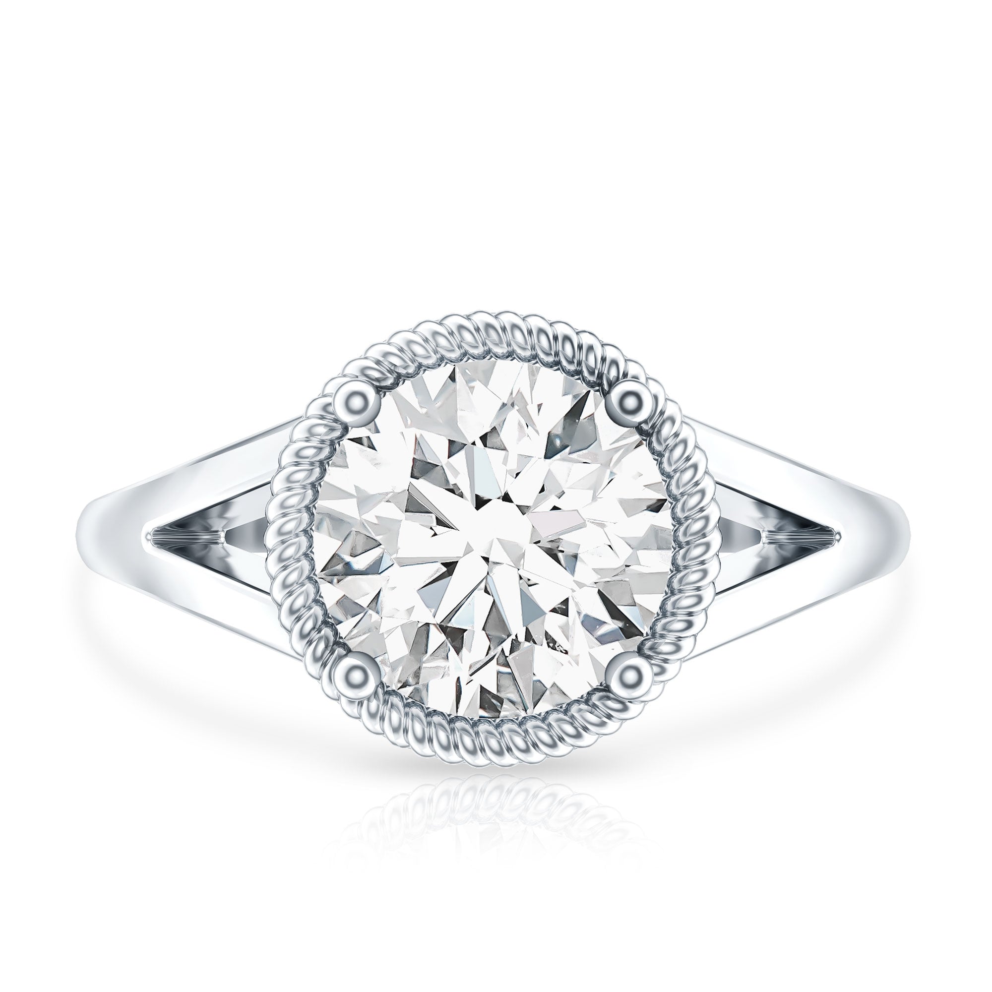 2 CT Round Moissanite Rope Band Engagement Ring